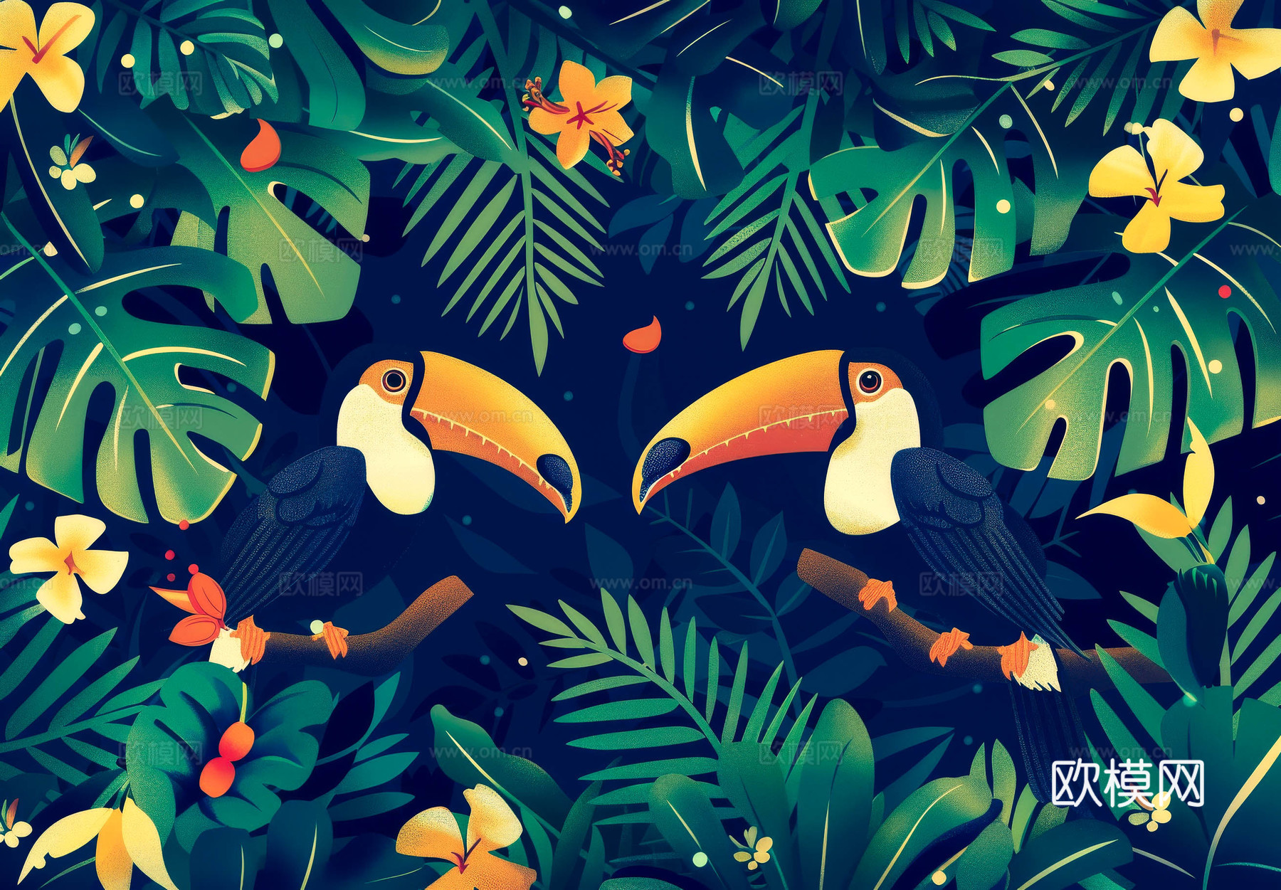 欧式田园热带雨林壁纸下载（渲染图4）