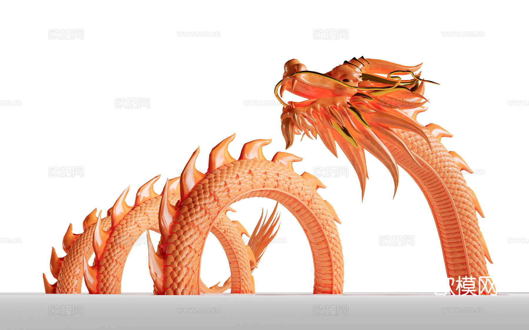 现代龙形雕塑 巨龙雕塑 雕塑小品su模型