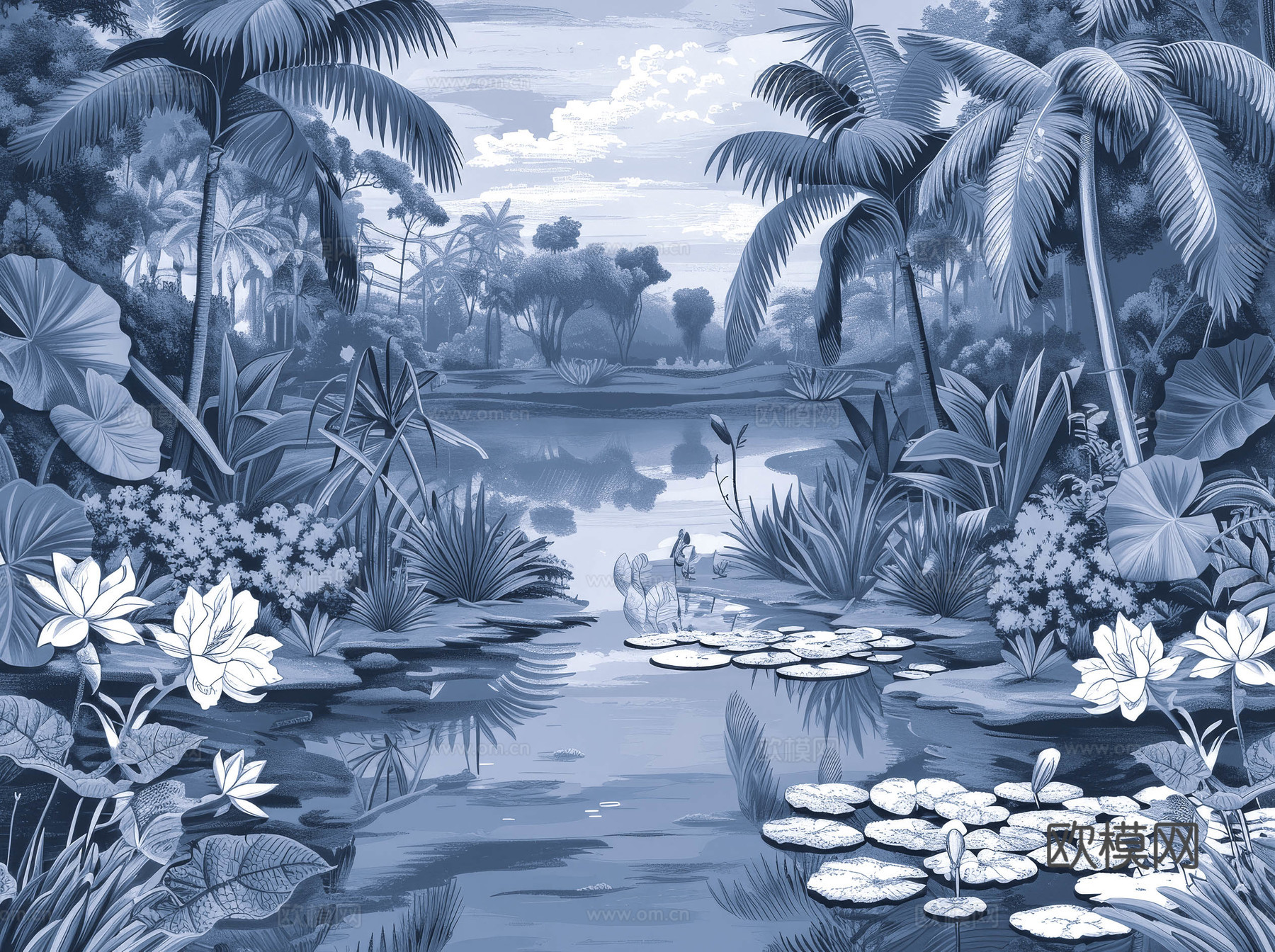 欧式田园热带雨林壁纸下载（渲染图8）