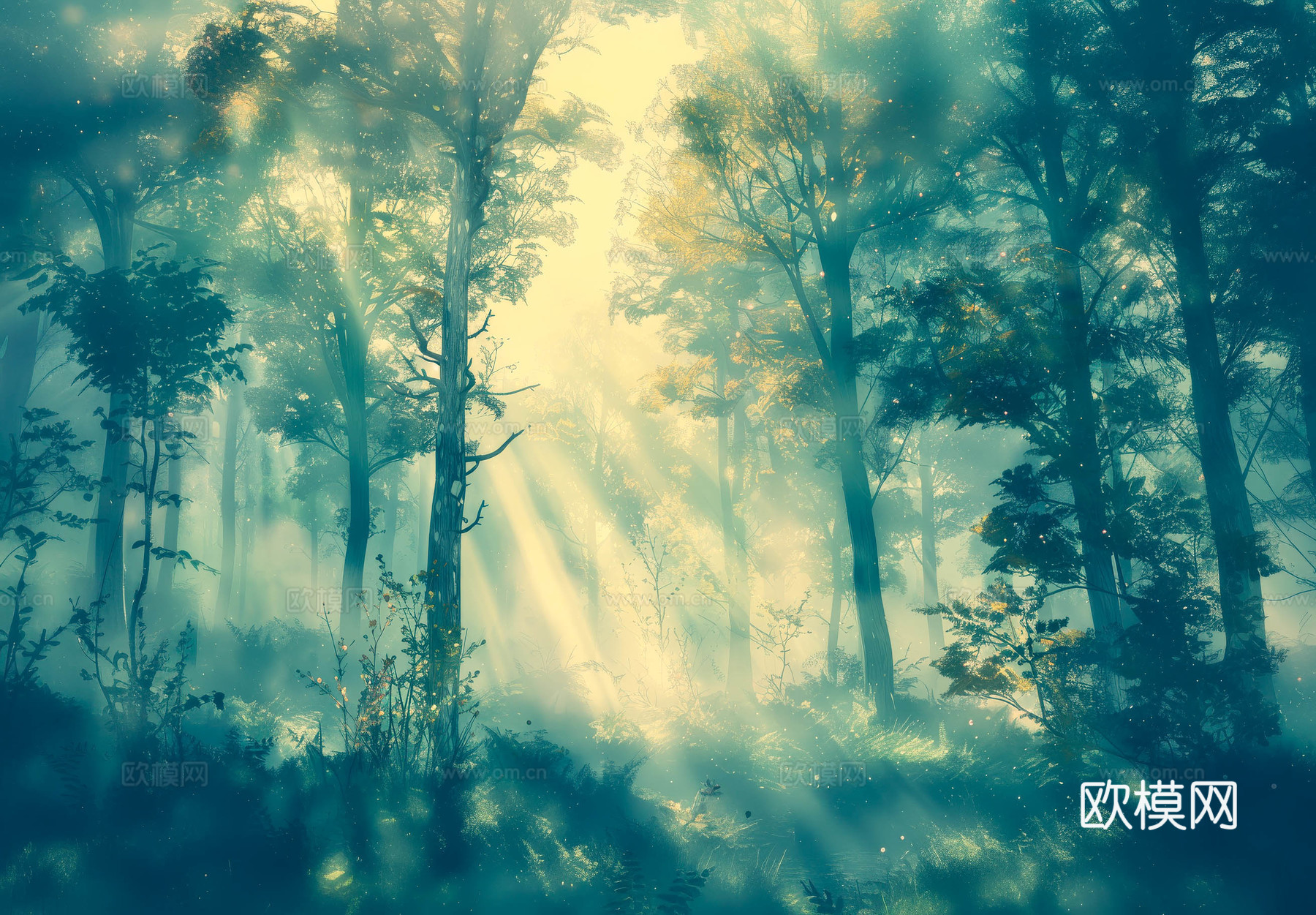 欧式田园热带雨林壁纸下载（渲染图1）