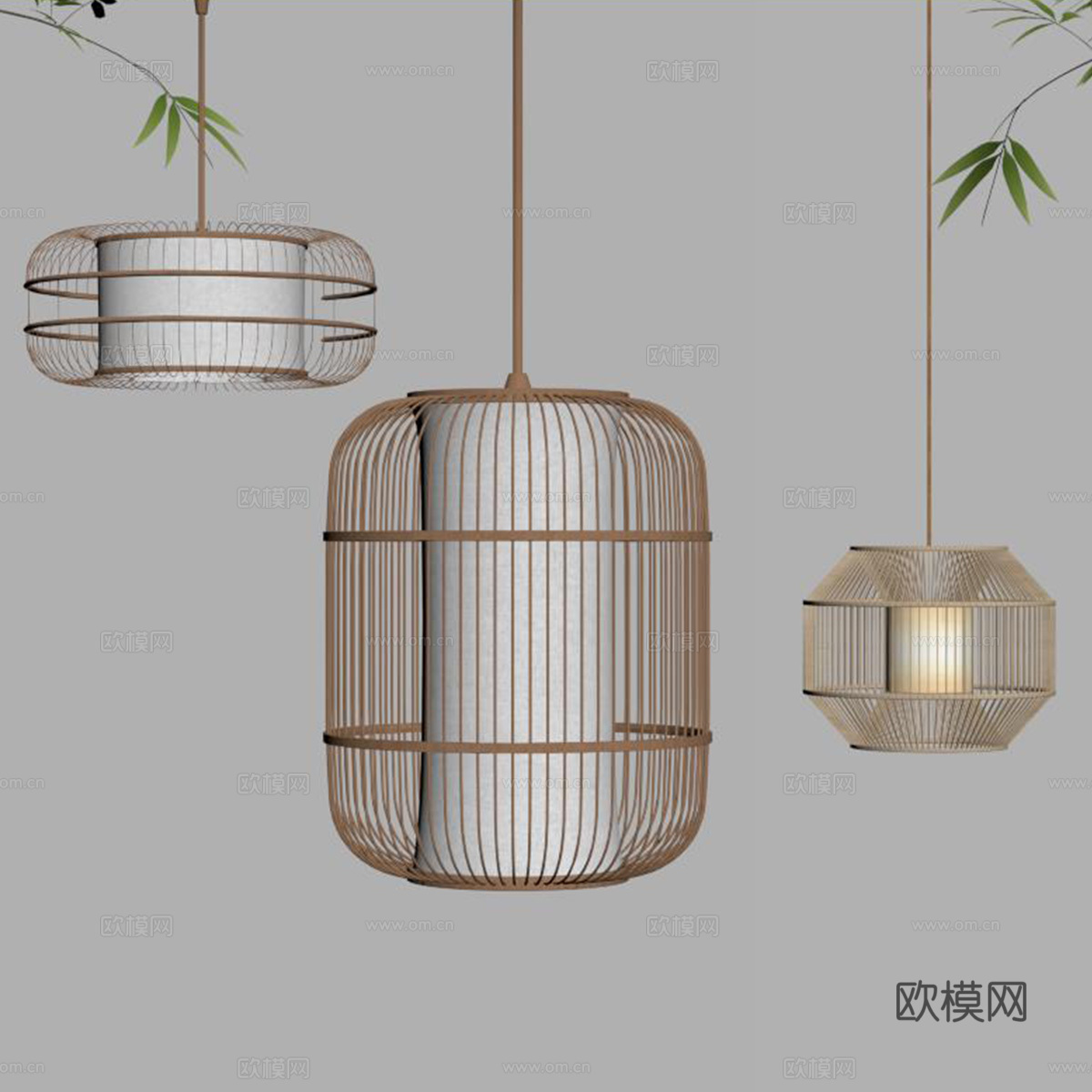 竹编吊灯su模型