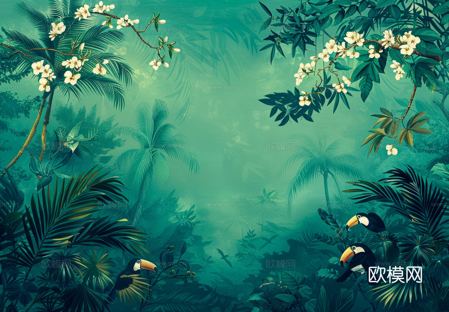 欧式田园热带雨林壁纸下载（渲染图6）