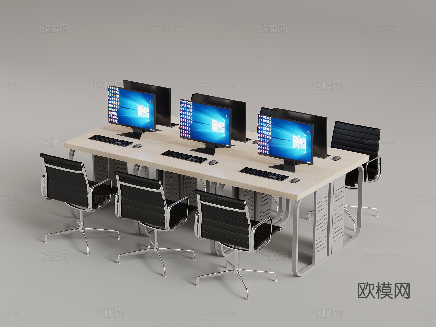 现代电脑桌 办公椅3d模型