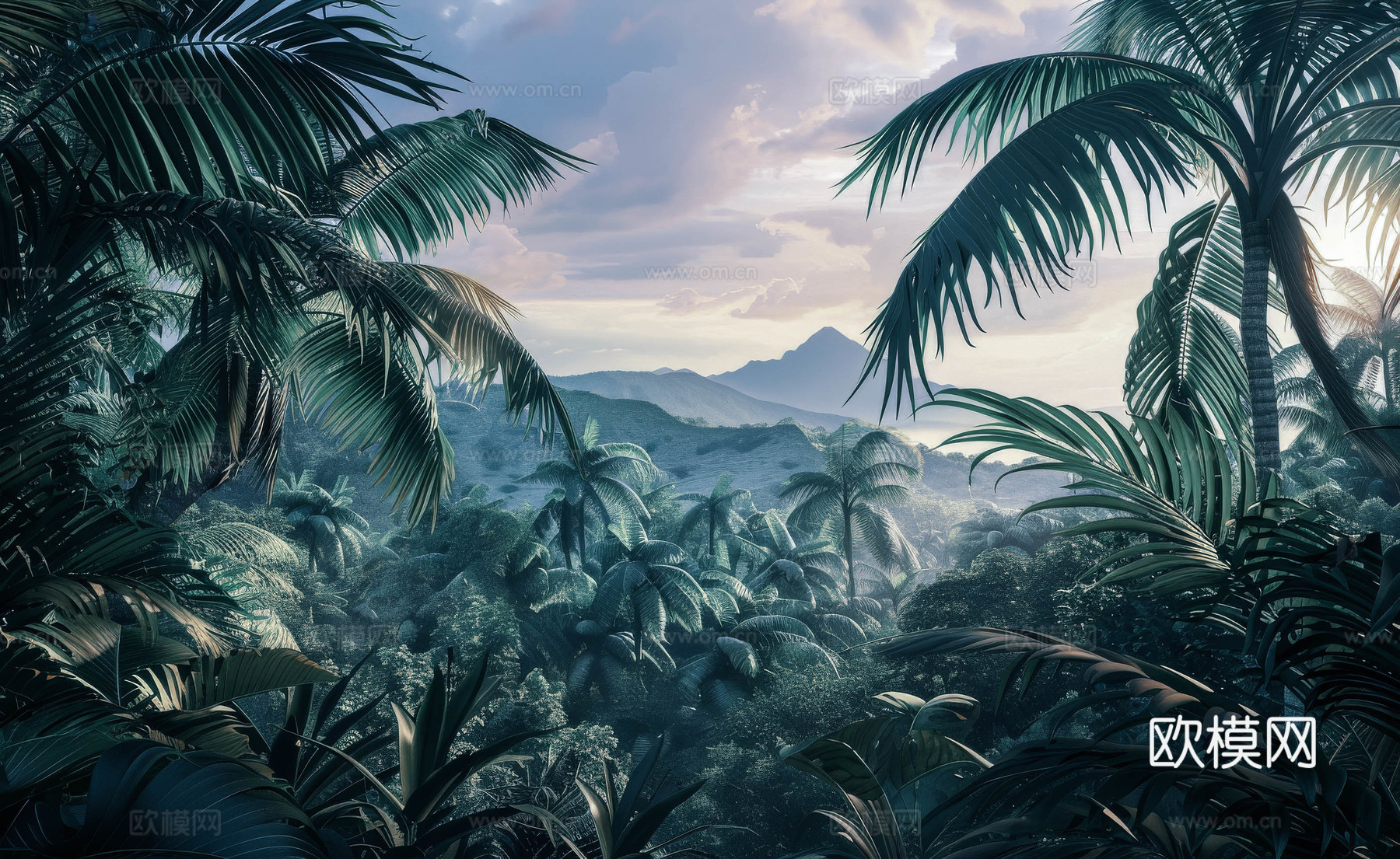 欧式田园热带雨林壁纸下载（渲染图2）