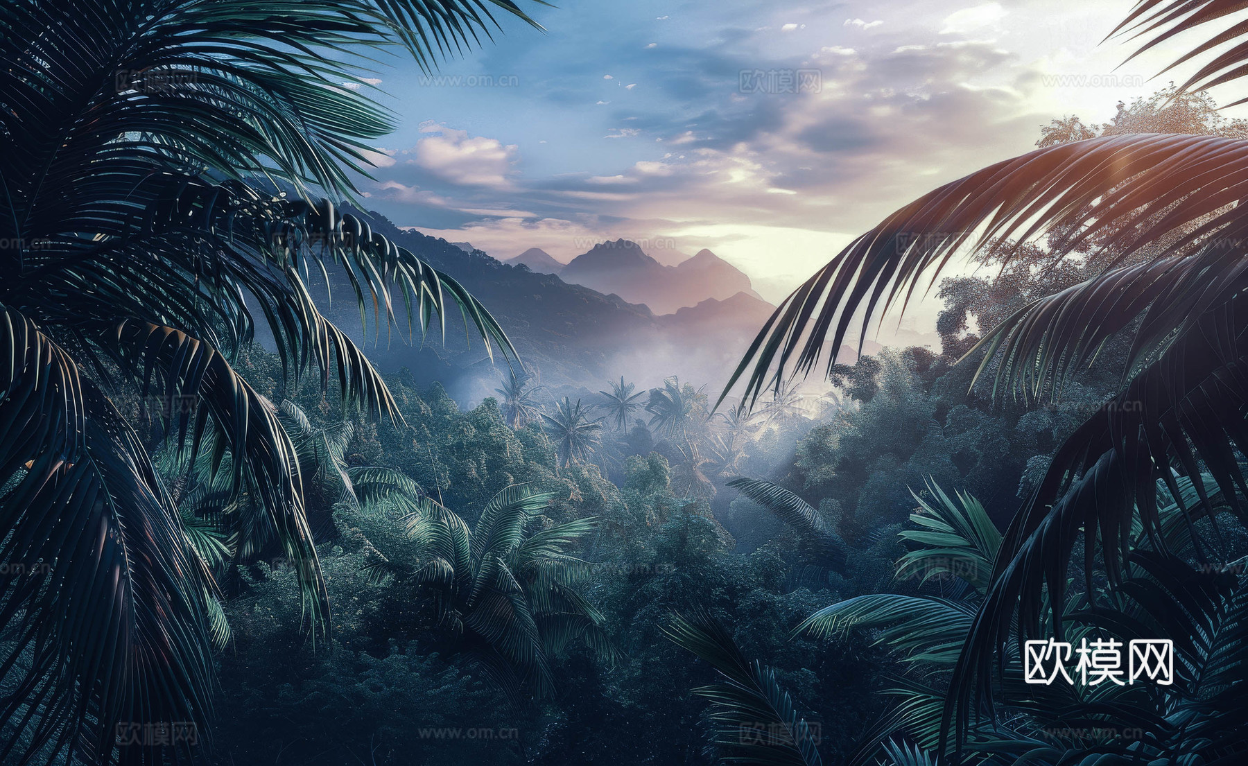 欧式田园热带雨林壁纸下载（渲染图3）