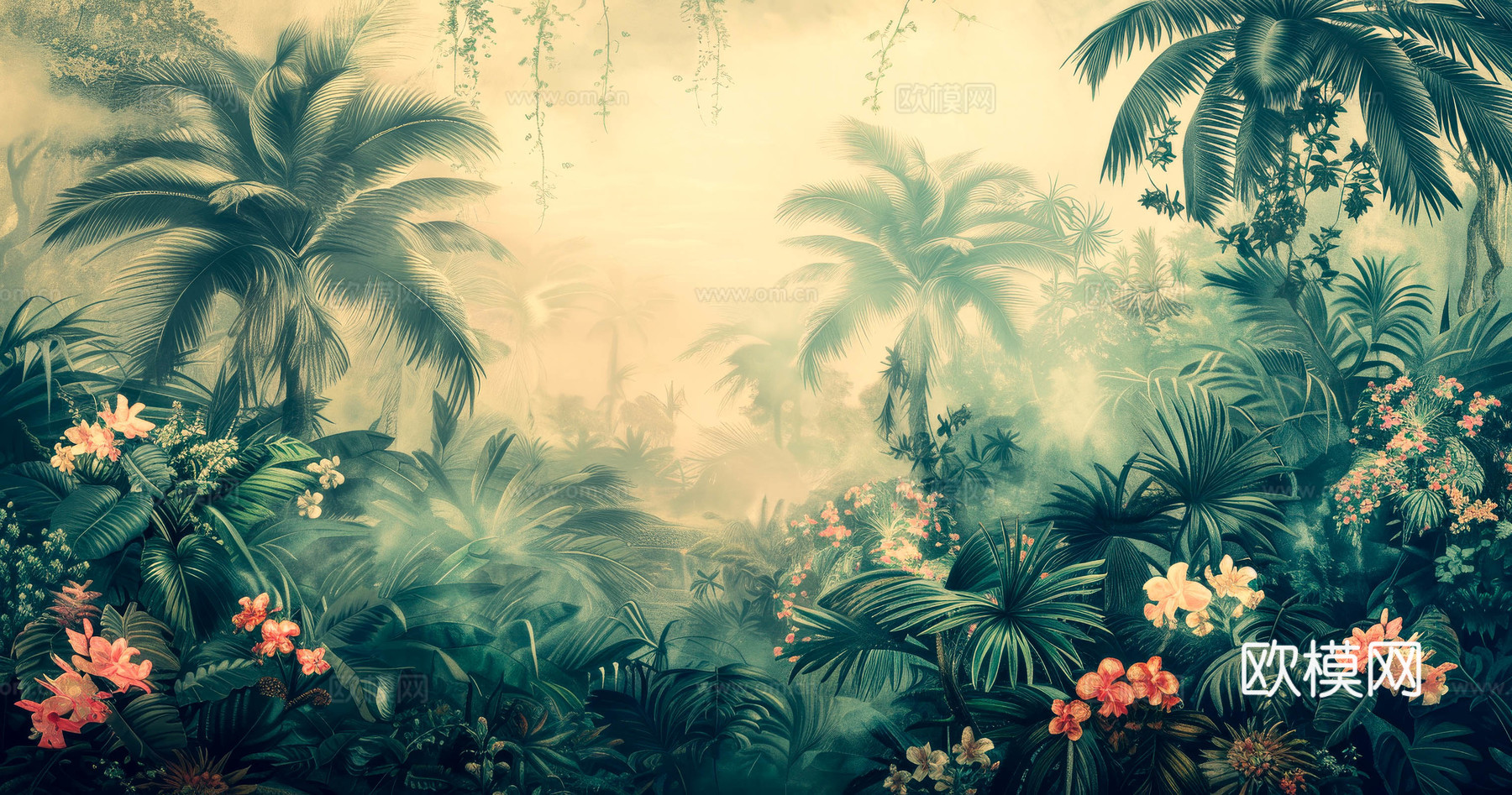 欧式田园热带雨林壁纸下载（渲染图6）