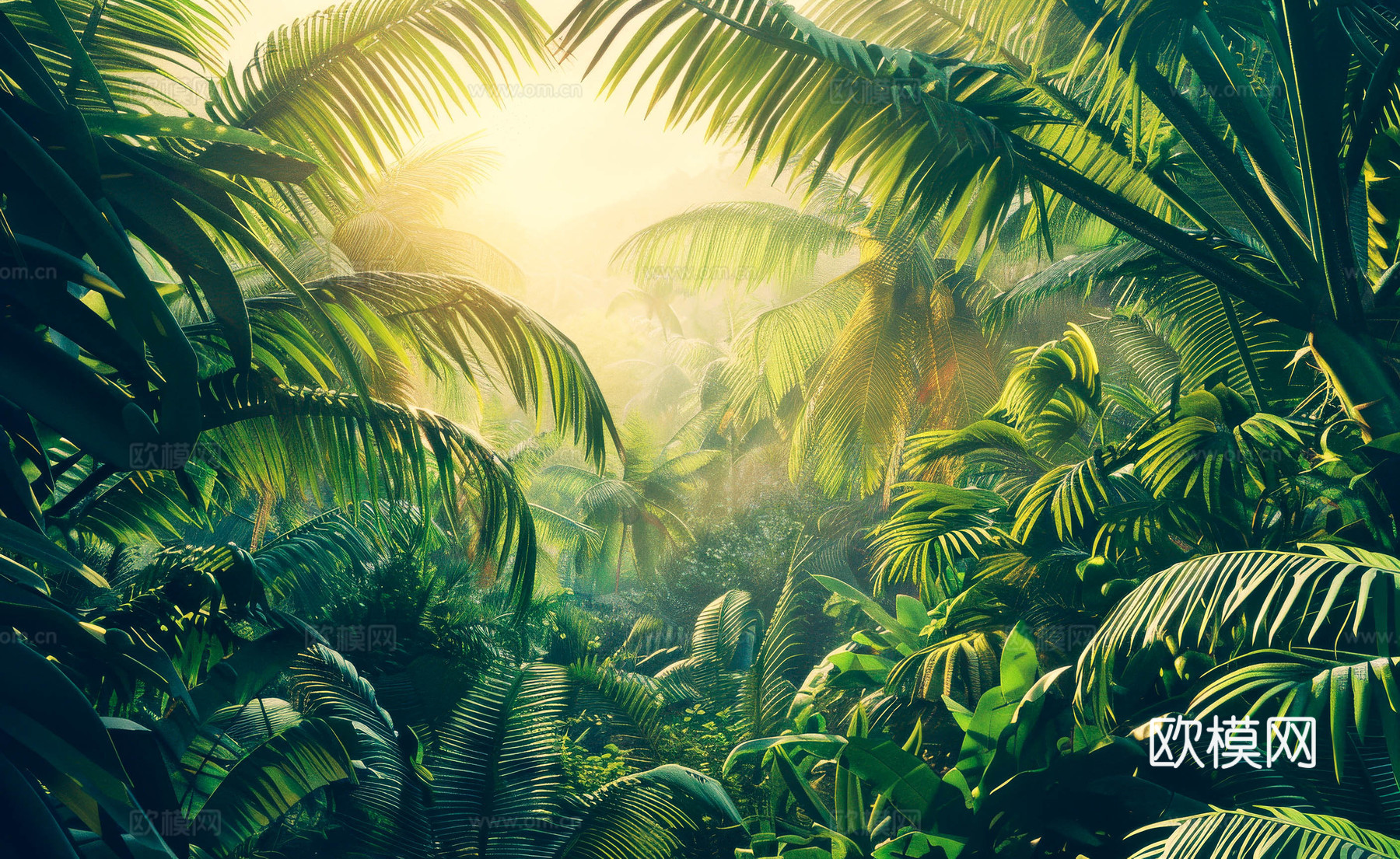 欧式田园热带雨林壁纸下载（渲染图3）