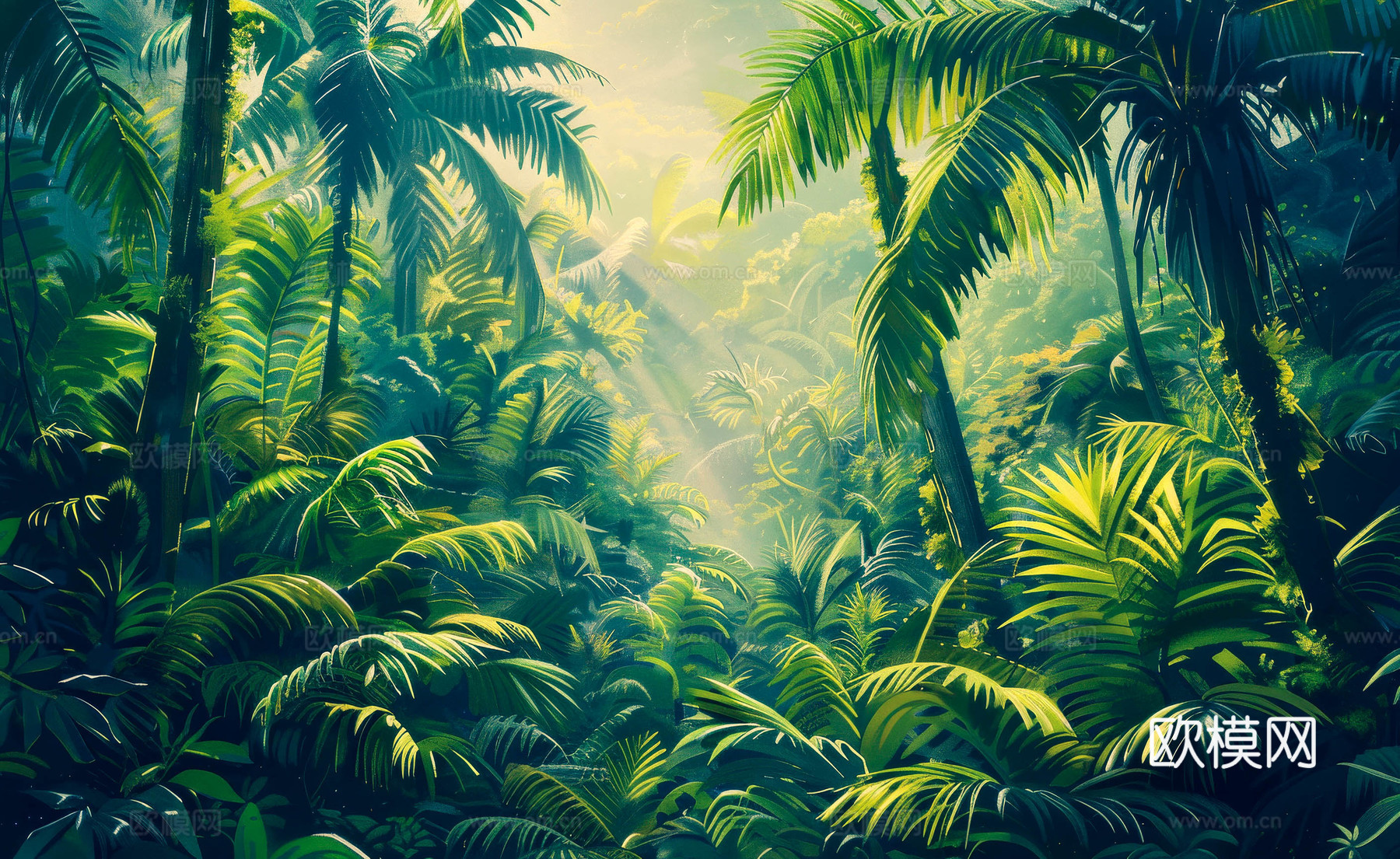 欧式田园热带雨林壁纸下载（渲染图5）