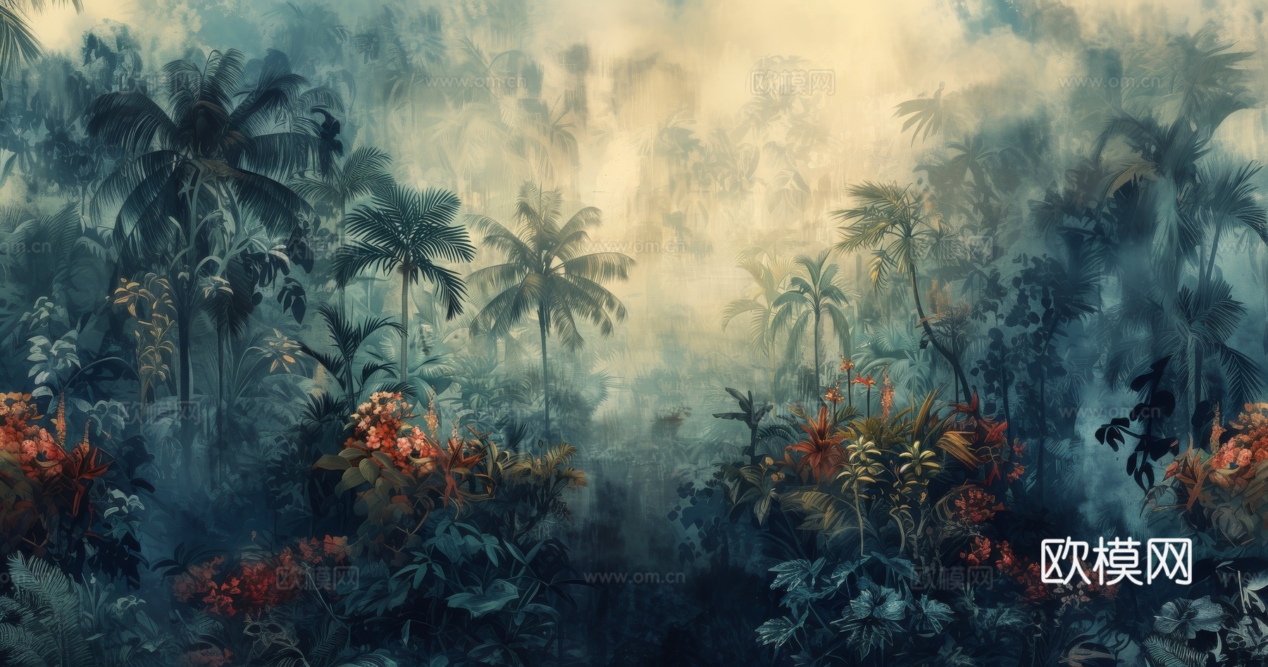 欧式田园热带雨林壁纸下载（渲染图3）