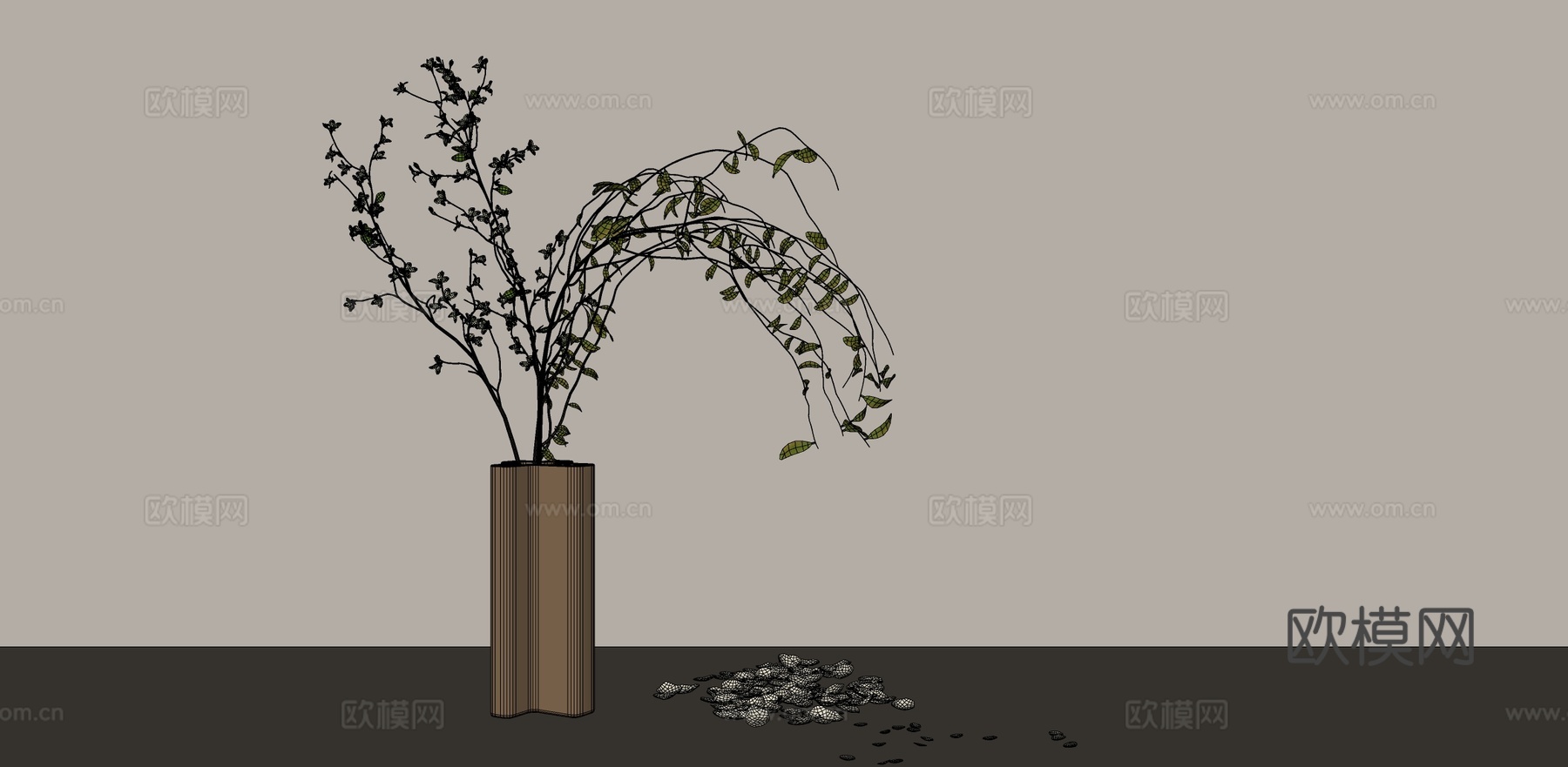 盆栽绿植花瓶su模型