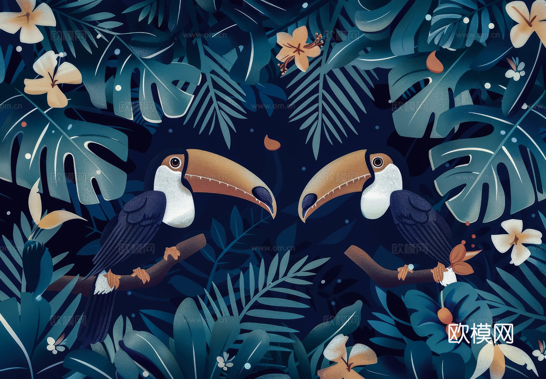 欧式田园热带雨林壁纸下载（渲染图2）