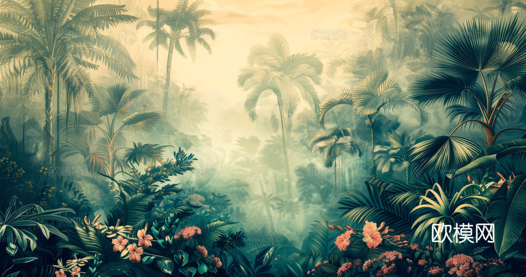 欧式田园热带雨林壁纸下载（渲染图5）