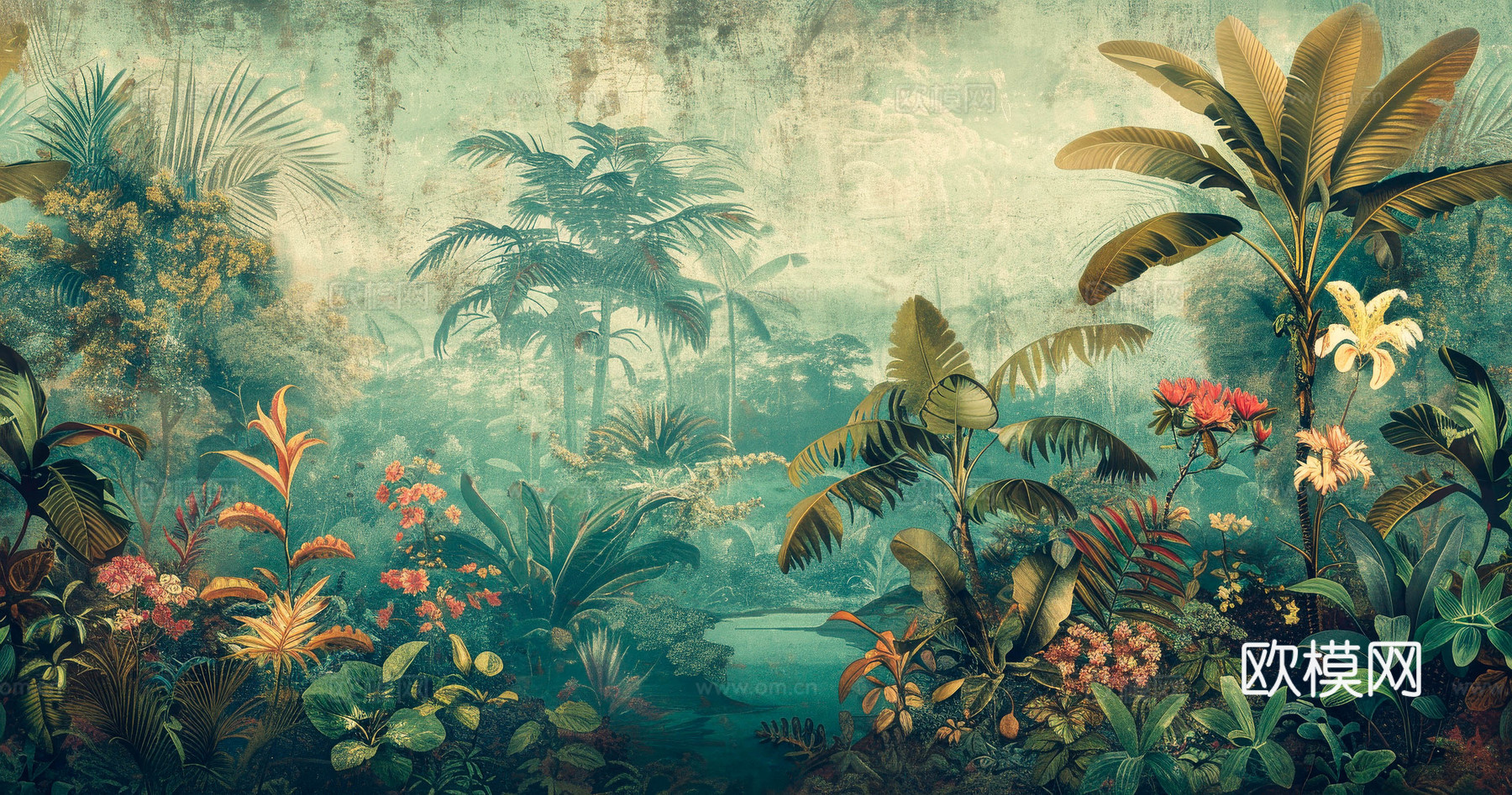 欧式田园热带雨林壁纸下载（渲染图1）