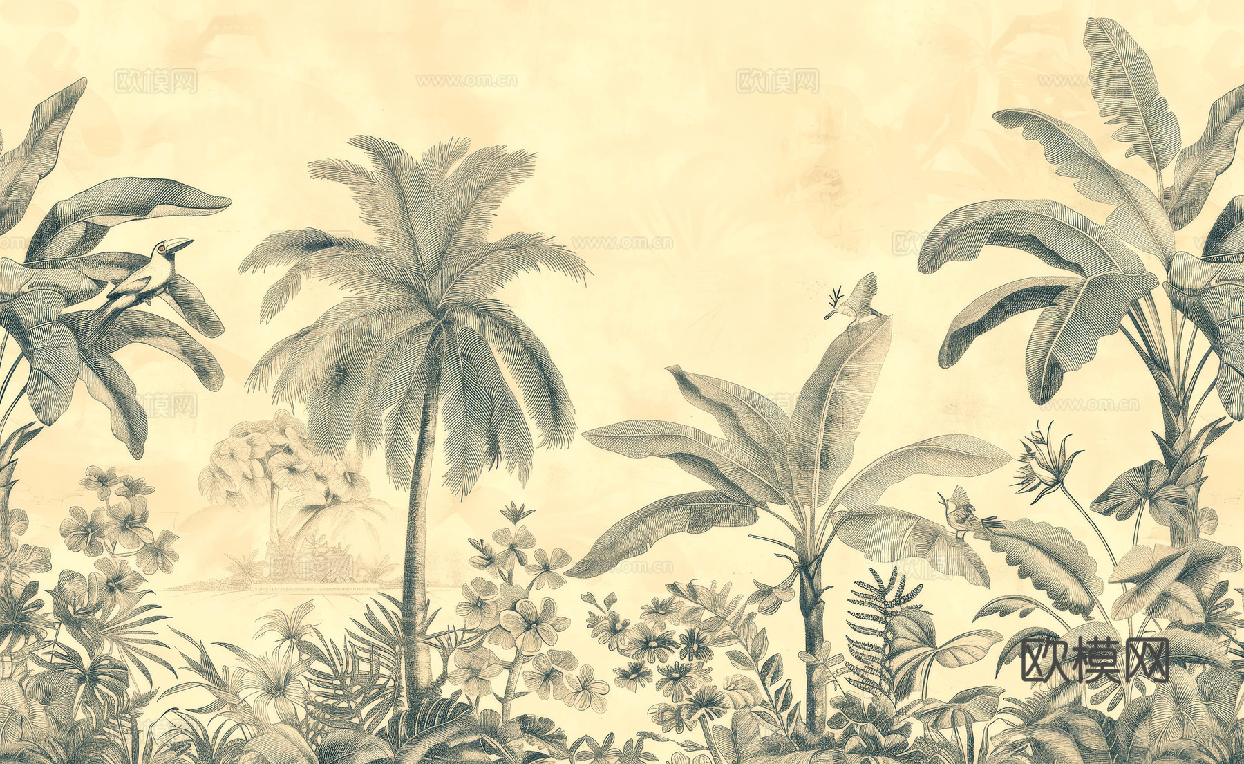 欧式田园热带雨林壁纸下载（渲染图6）