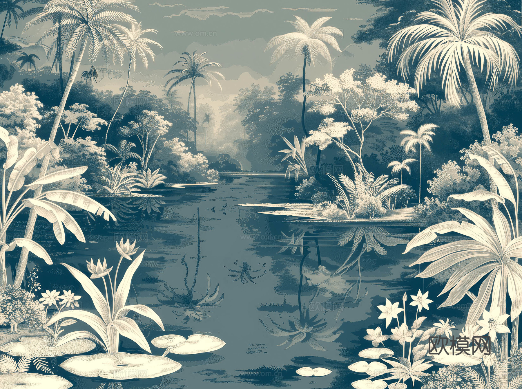 欧式田园热带雨林壁纸下载（渲染图6）