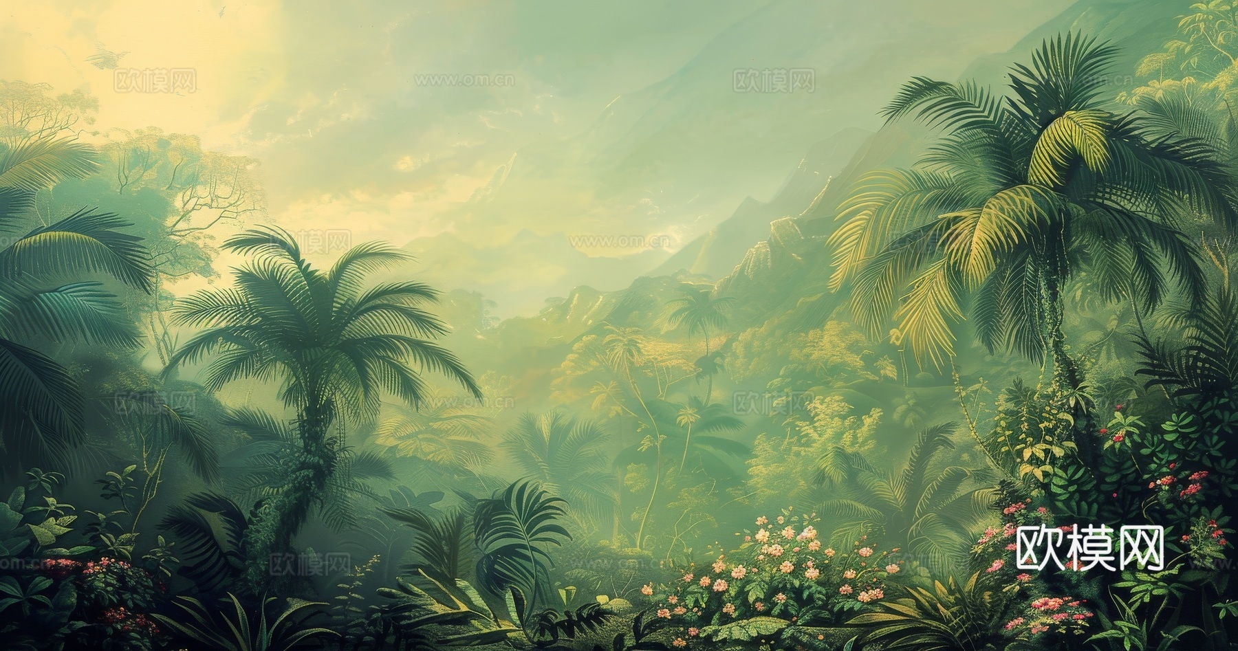 欧式田园热带雨林壁纸下载（渲染图8）