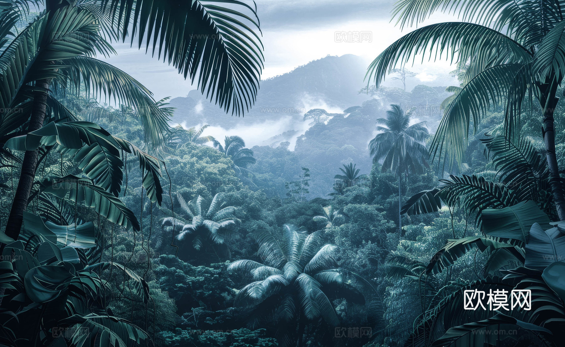 欧式田园热带雨林壁纸下载（渲染图4）