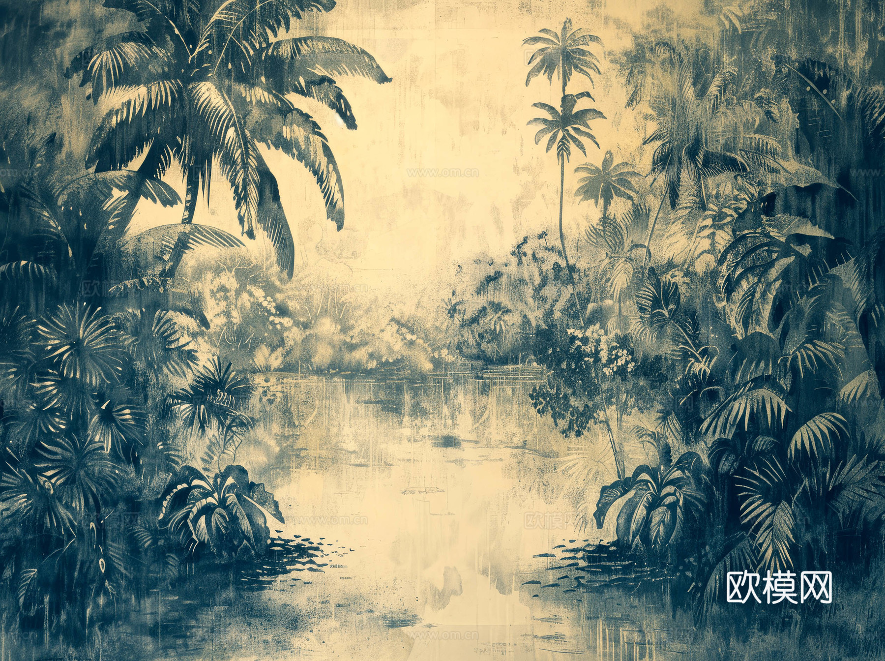 欧式田园热带雨林壁纸下载（渲染图2）