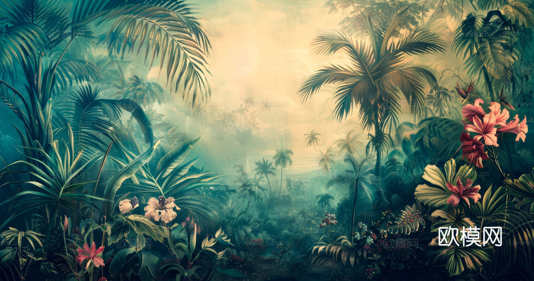 欧式田园热带雨林壁纸下载（渲染图5）