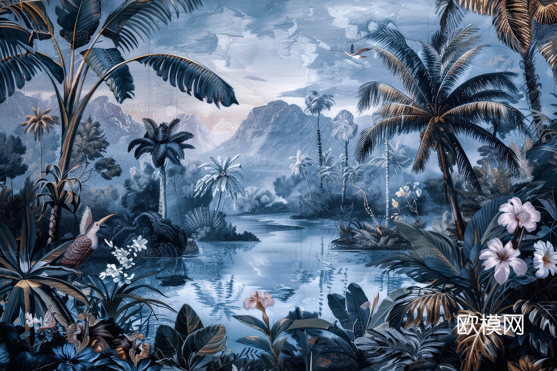 欧式田园热带雨林壁纸下载（渲染图4）