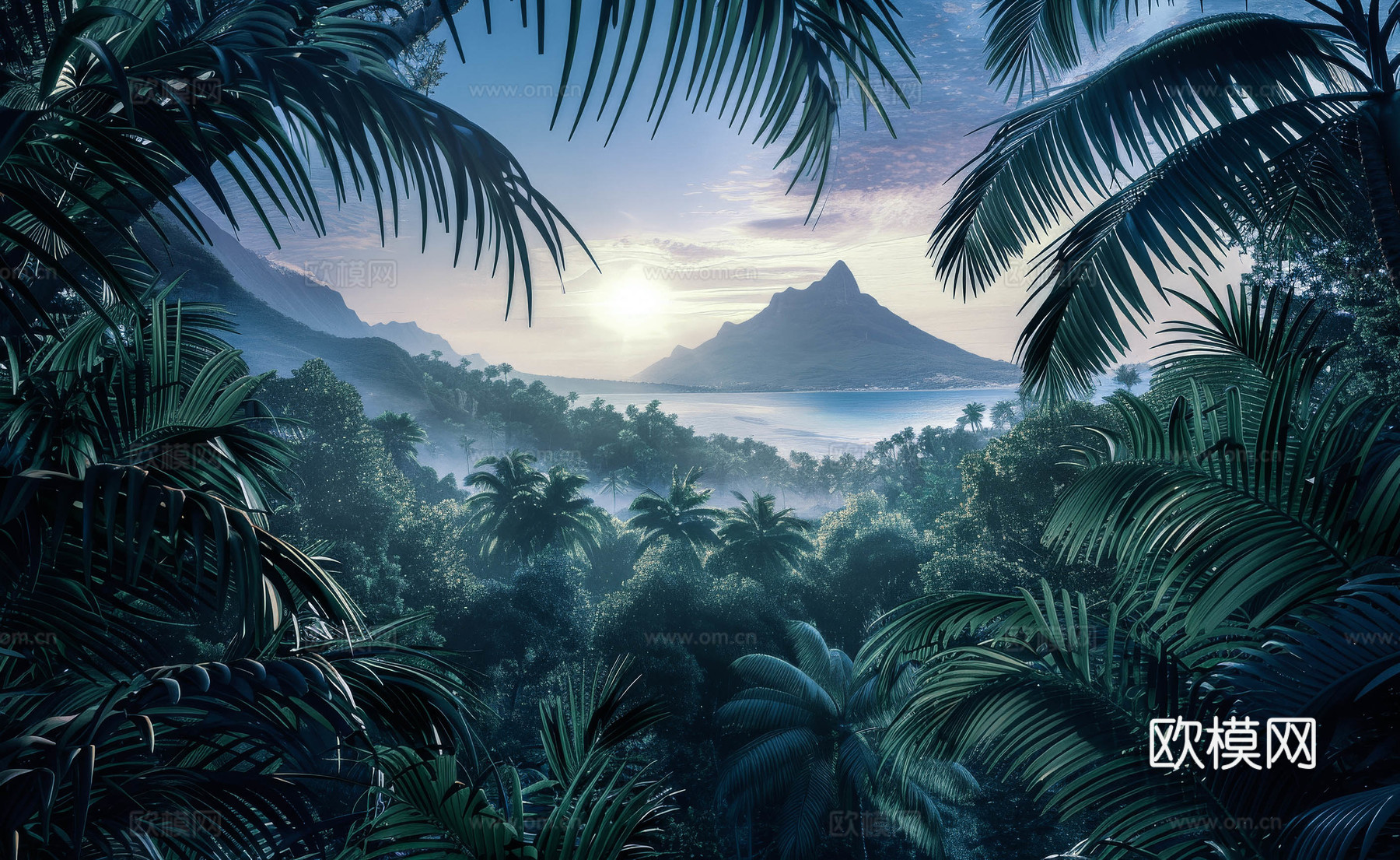 欧式田园热带雨林壁纸下载（渲染图1）