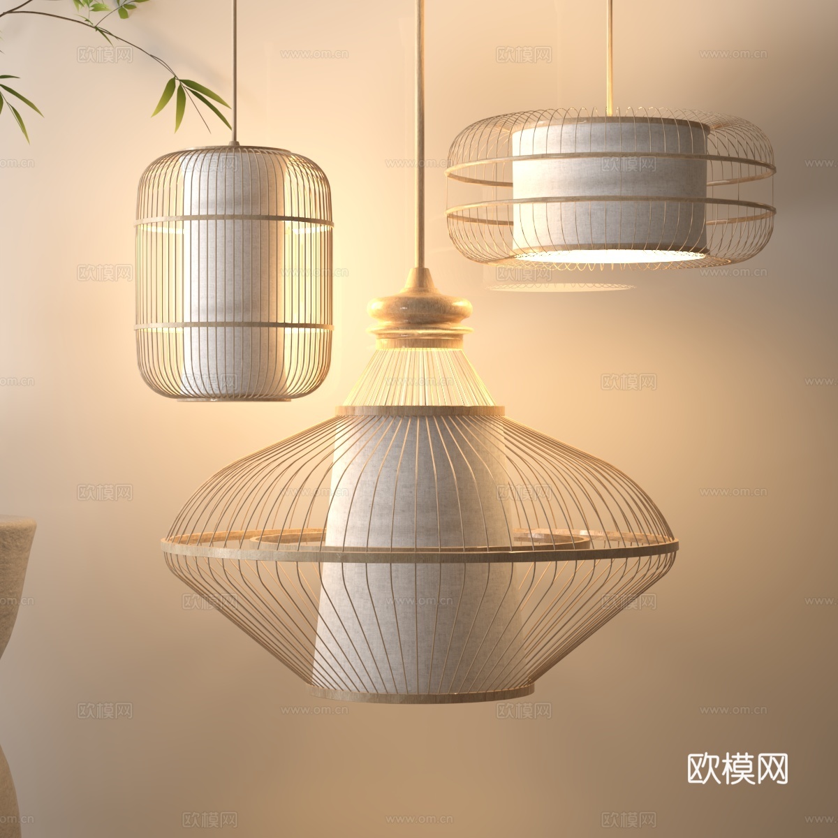 竹编吊灯3d模型