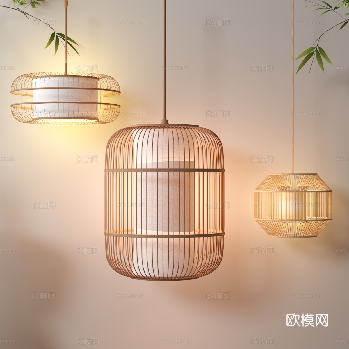 竹编吊灯3d模型