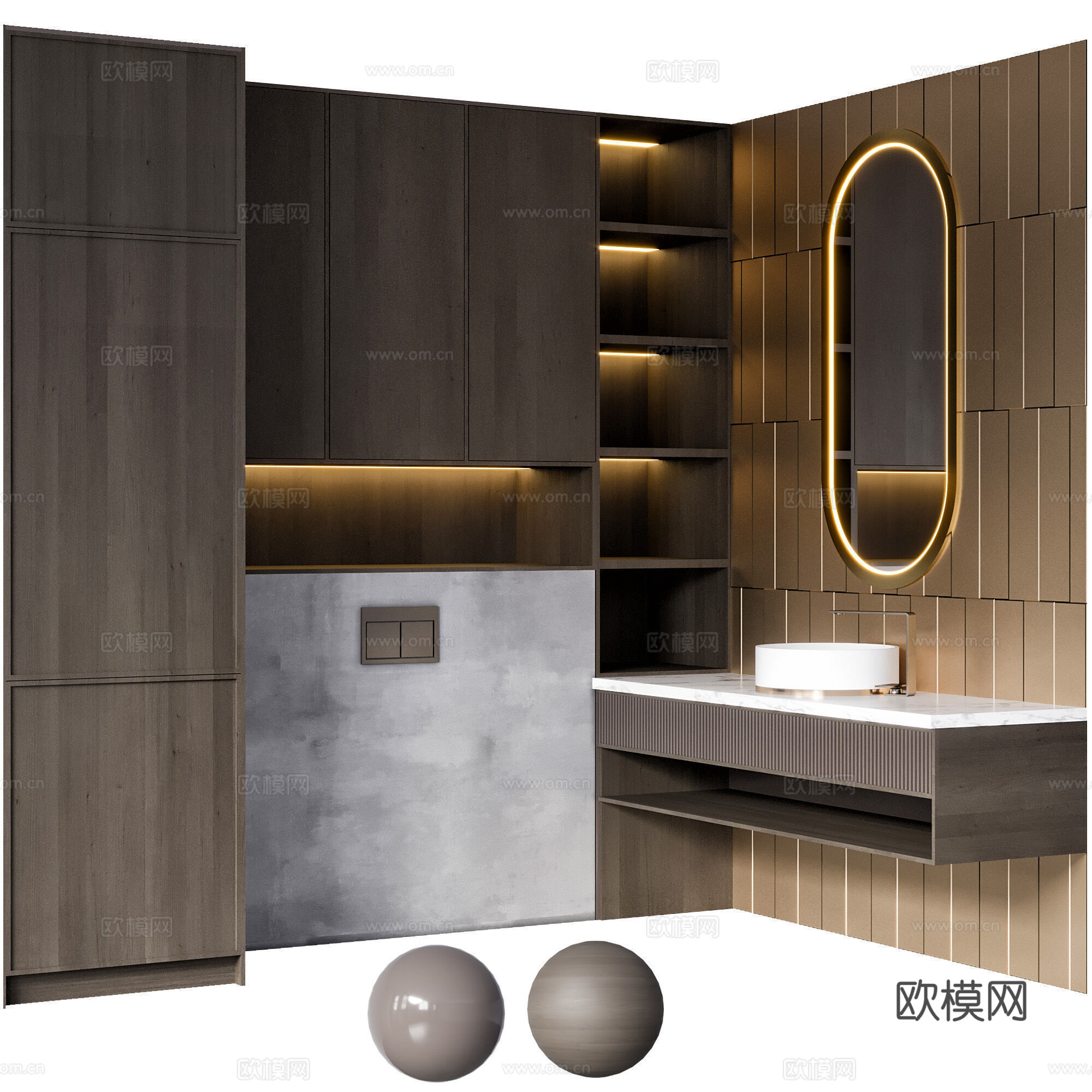 现代意式轻奢浴室柜3d模型