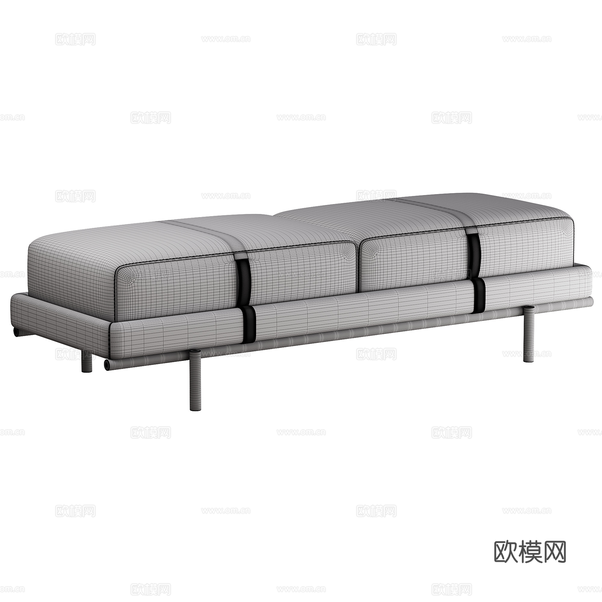 现代卧室 床尾凳3d模型
