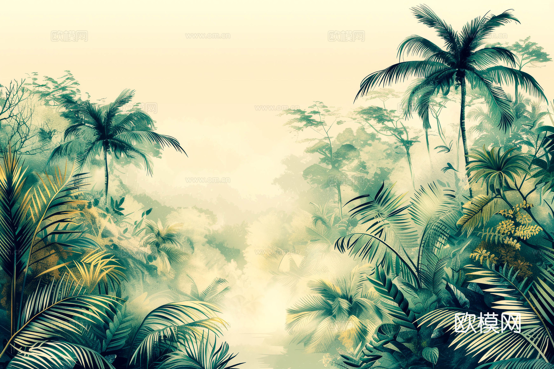 欧式田园热带雨林壁纸下载（渲染图1）