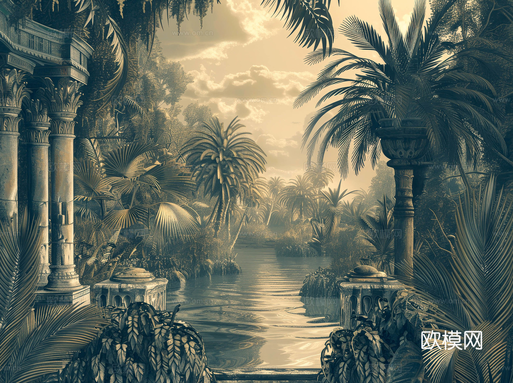 欧式田园热带雨林壁纸下载（渲染图6）