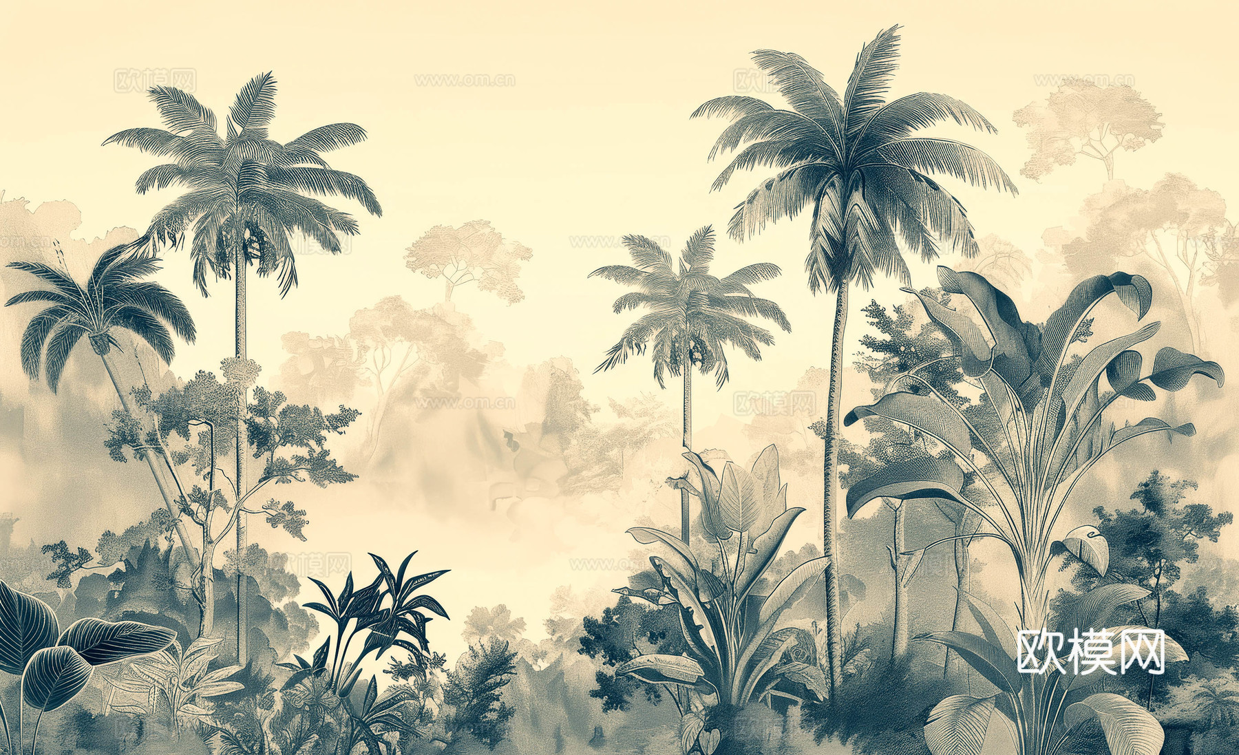 欧式田园热带雨林壁纸下载（渲染图8）