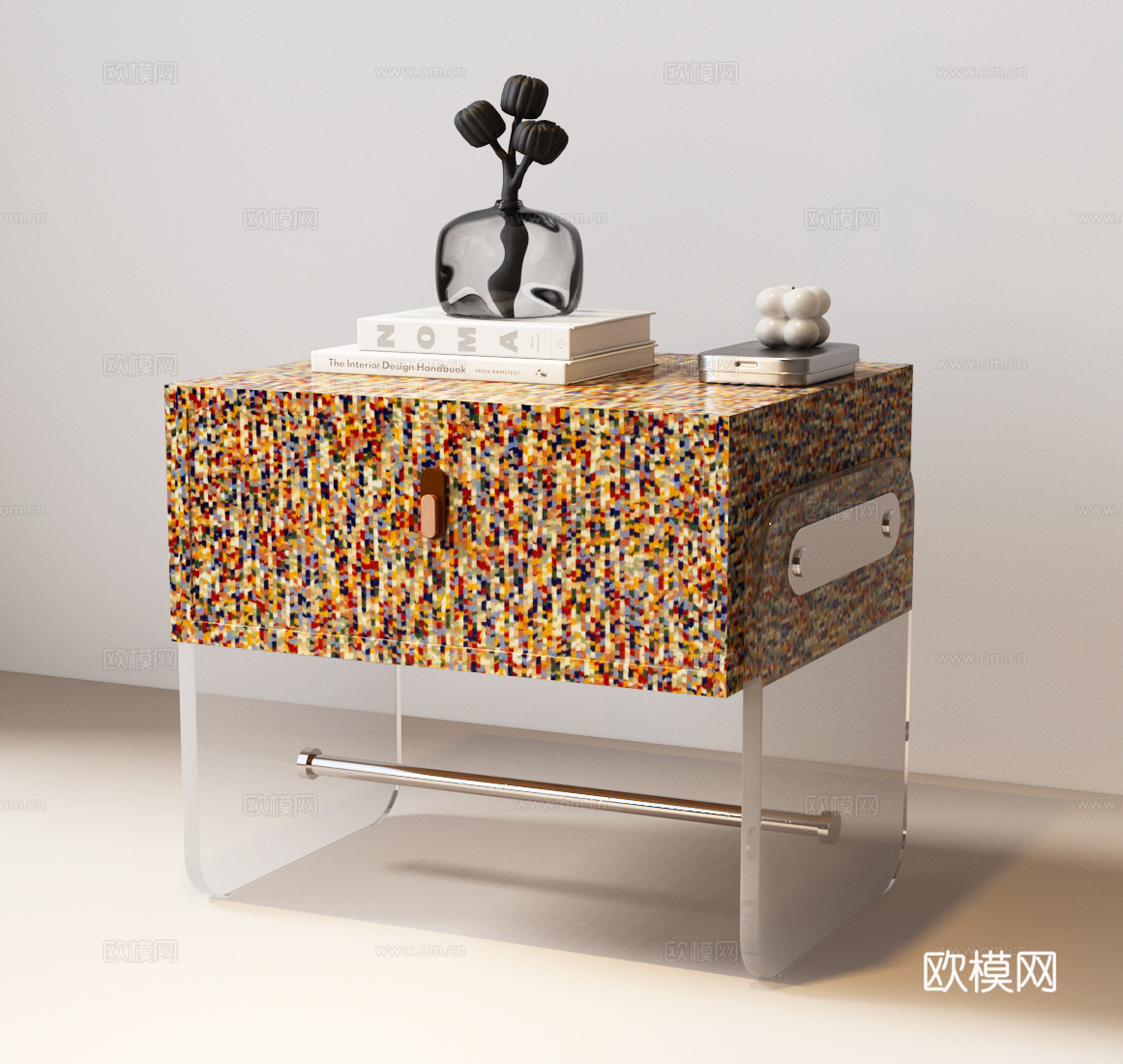 现代意式床头柜 意式床头柜 现代摆件 现代意式边几 意式边3d模型