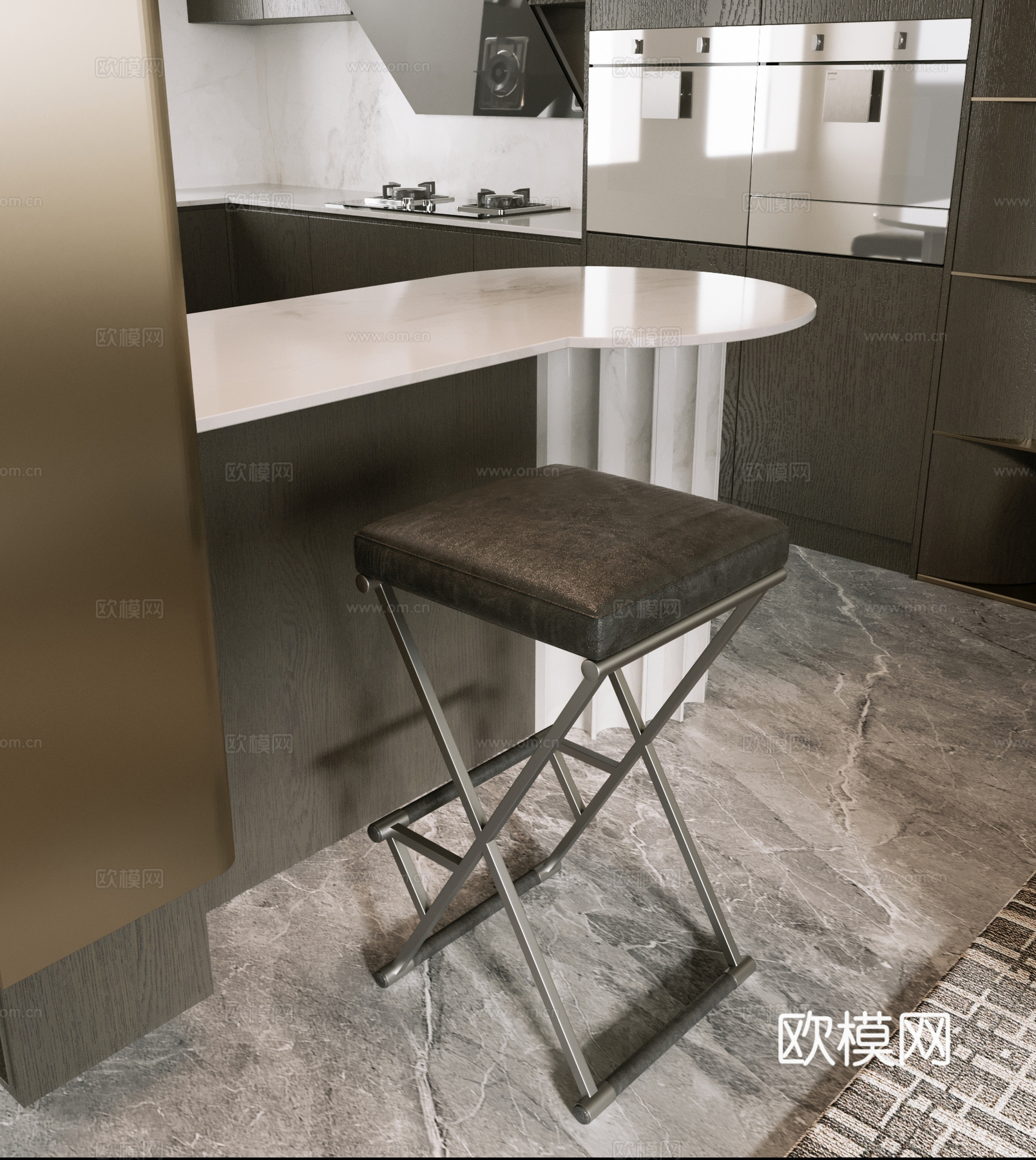 现代吧椅3d模型下载