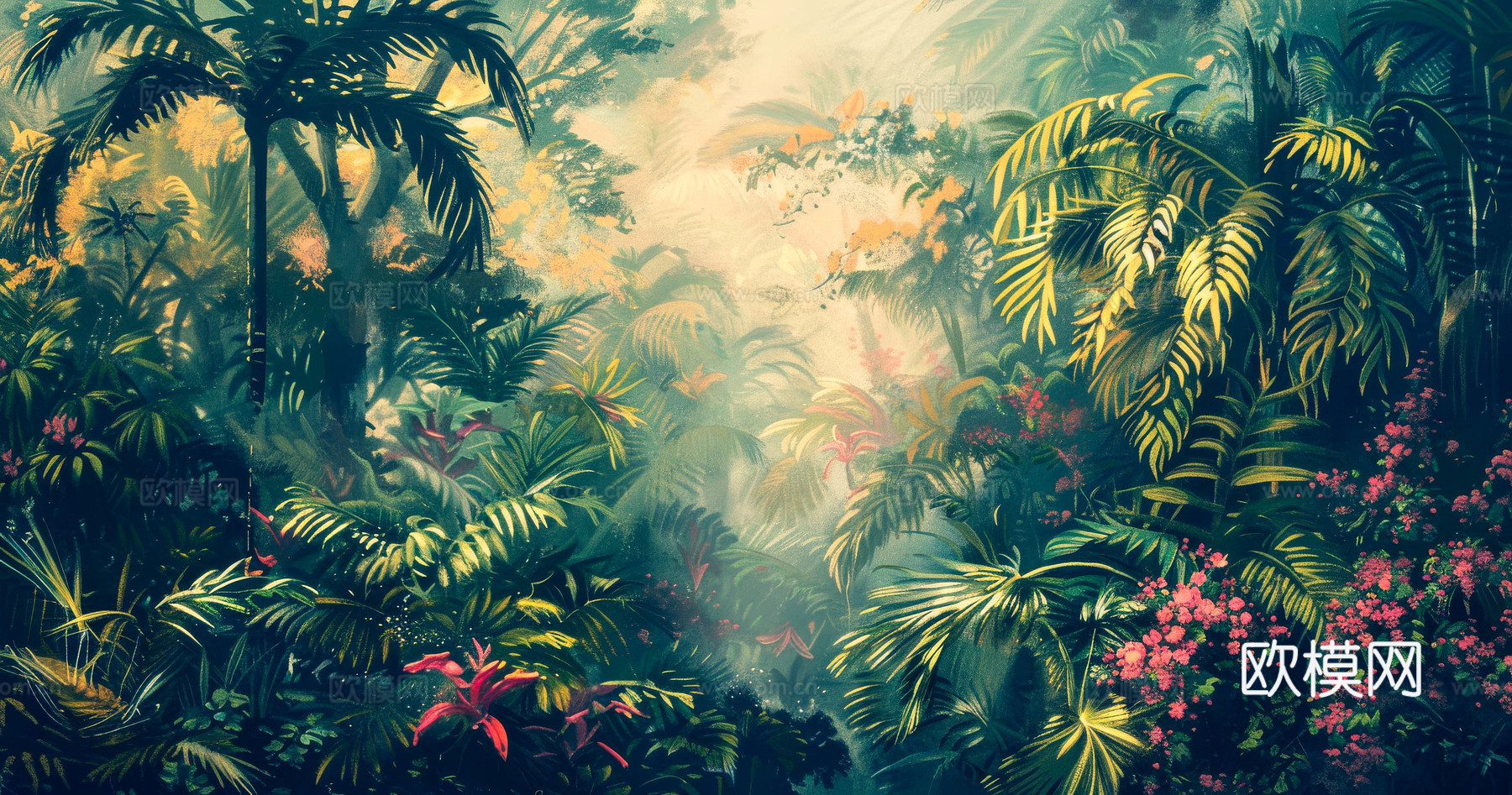 欧式田园热带雨林壁纸下载（渲染图3）