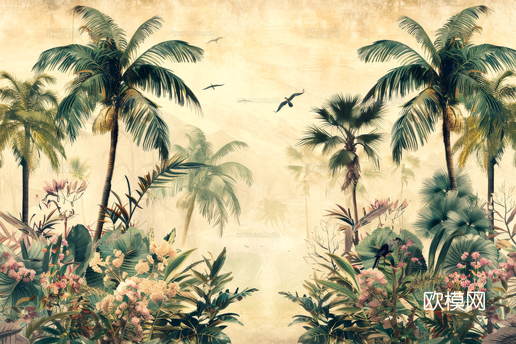 欧式田园热带雨林壁纸下载（渲染图4）