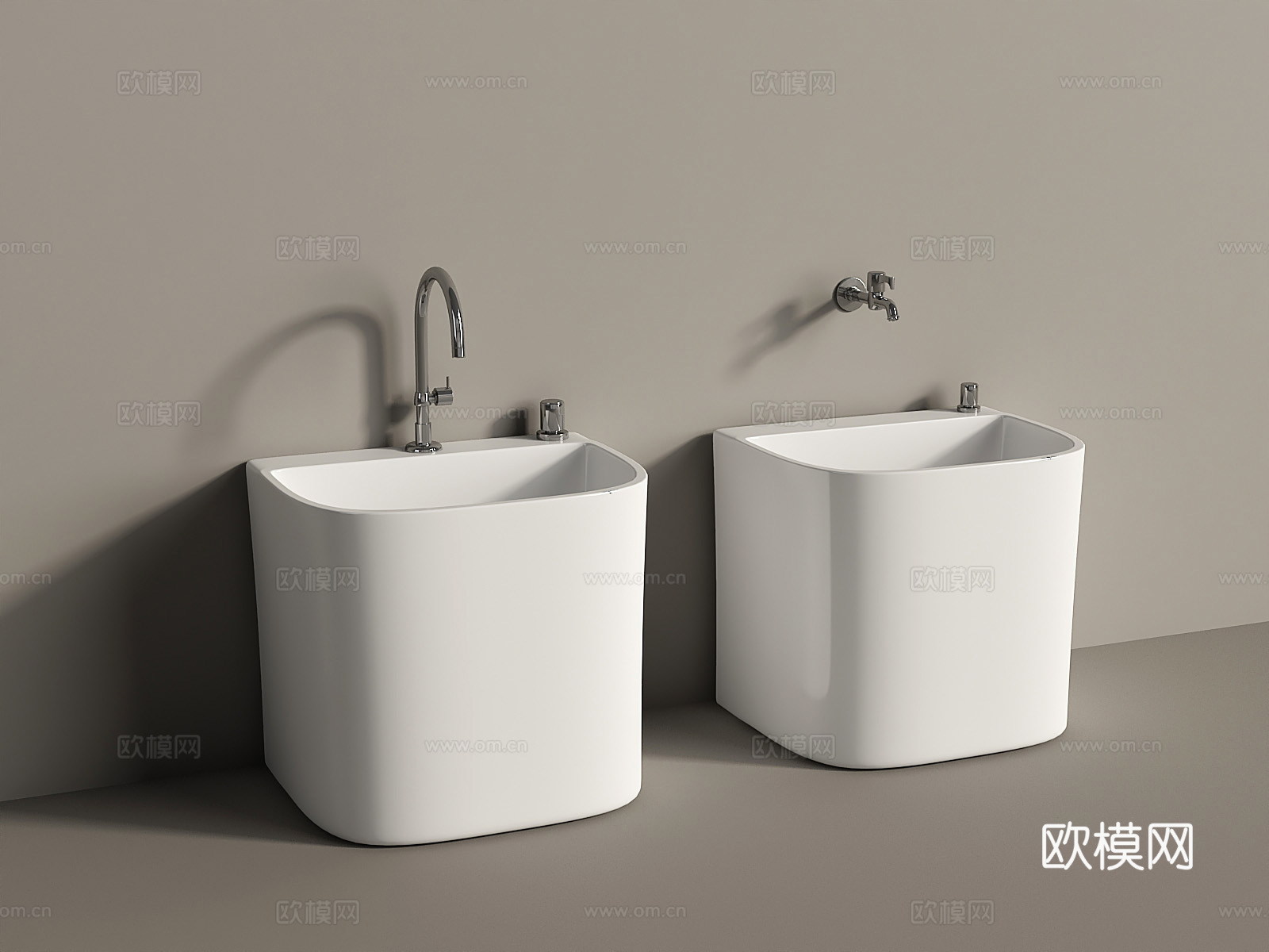 现代拖把池墩布池3d模型