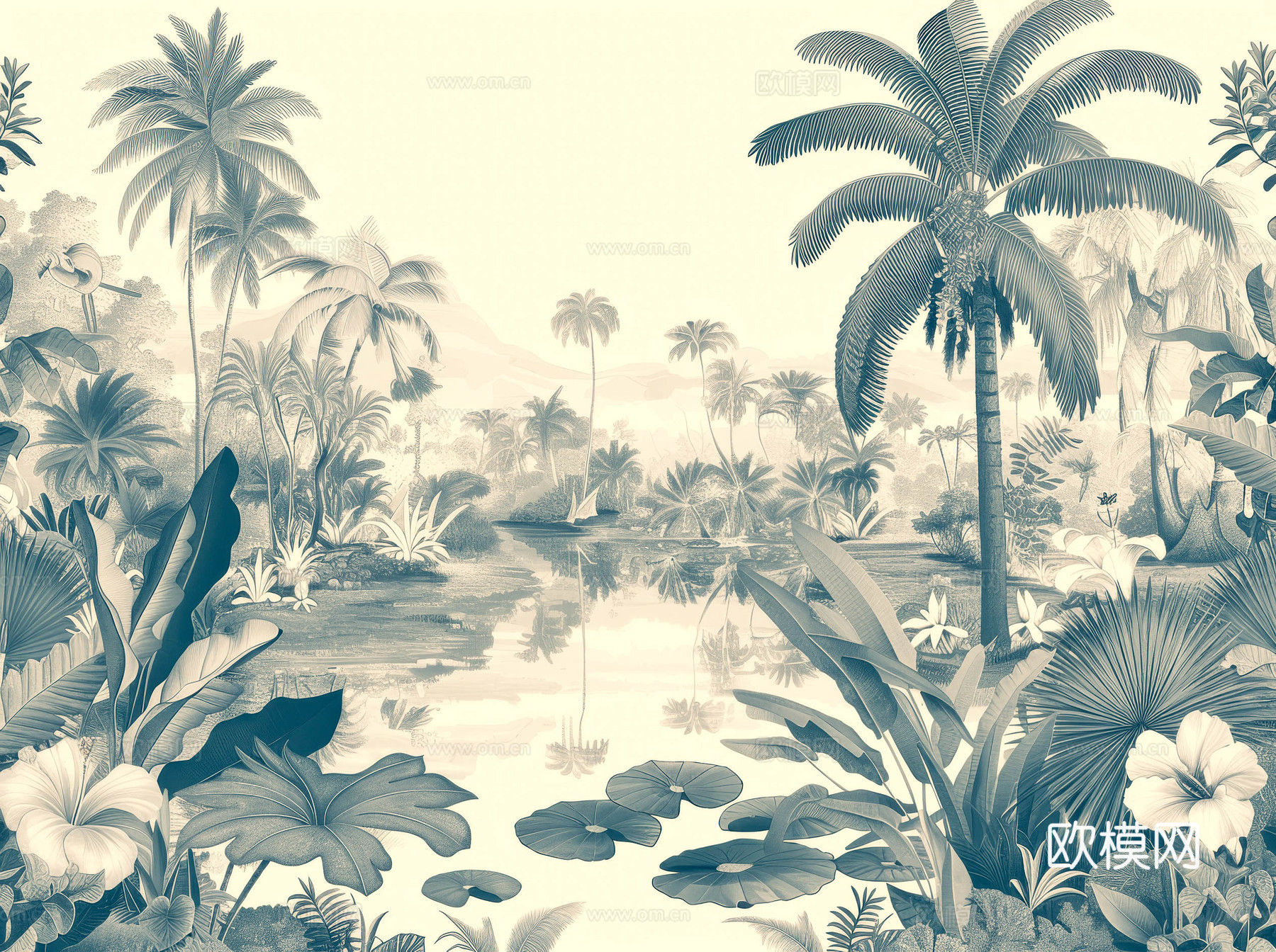 欧式田园热带雨林壁纸下载（渲染图7）