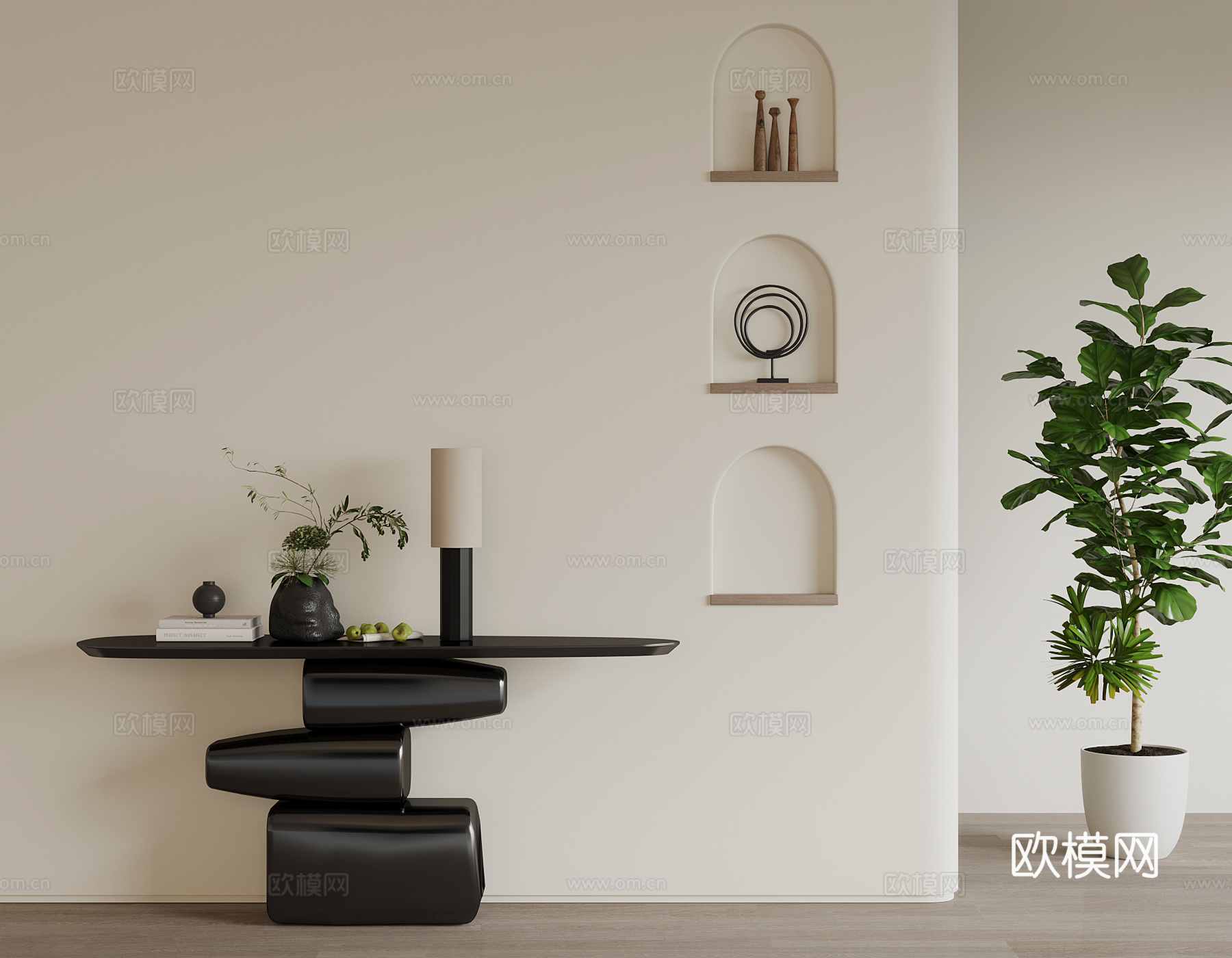 法式玄关柜 边柜3d模型