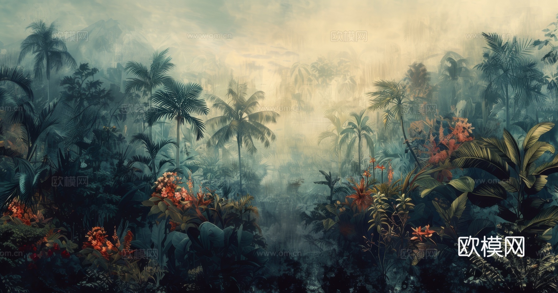 欧式田园热带雨林壁纸下载（渲染图6）