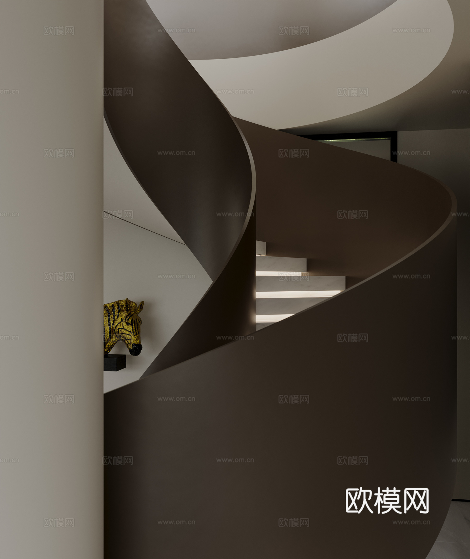 现代旋转楼梯3d模型