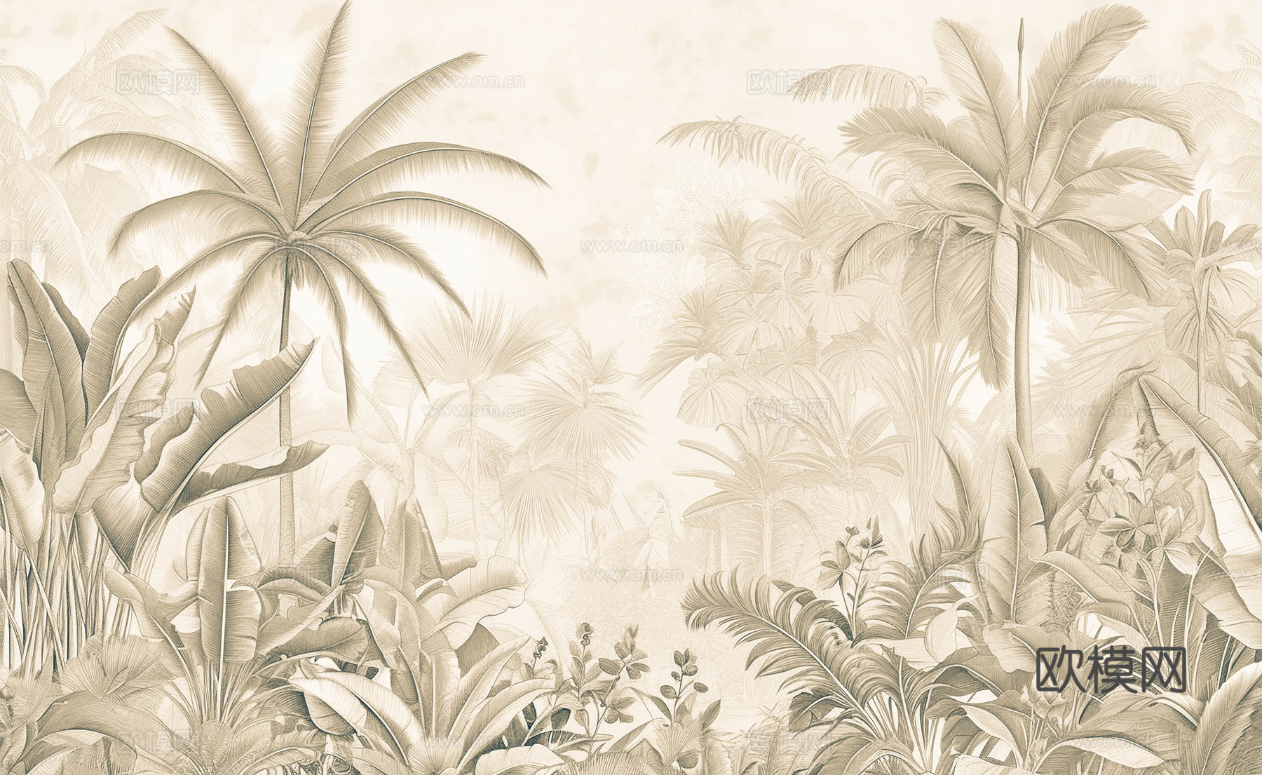 欧式田园热带雨林壁纸下载（渲染图1）