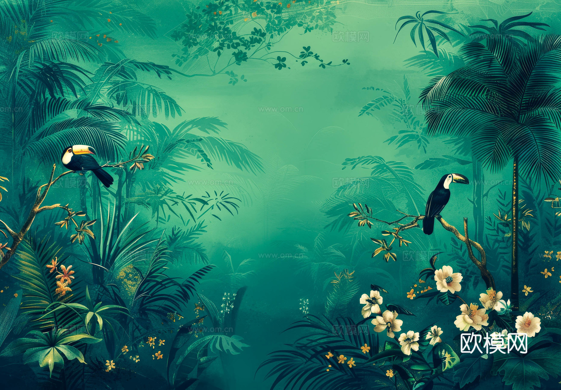 欧式田园热带雨林壁纸下载（渲染图6）