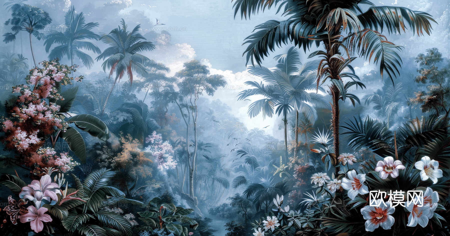 欧式田园热带雨林壁纸下载（渲染图2）