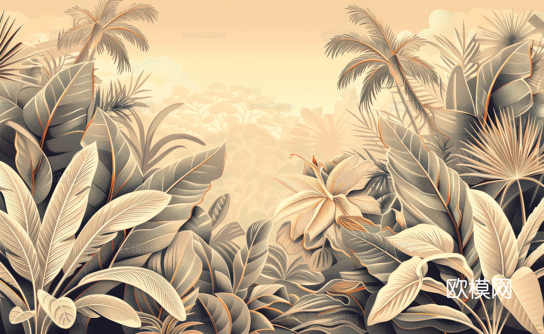 欧式田园热带雨林壁纸下载（渲染图2）