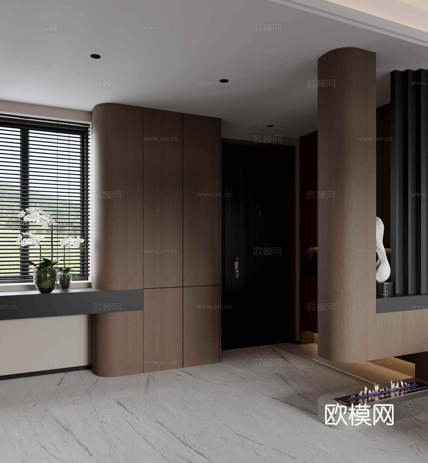 现代意式玄关 过道 摆件 花艺3d模型