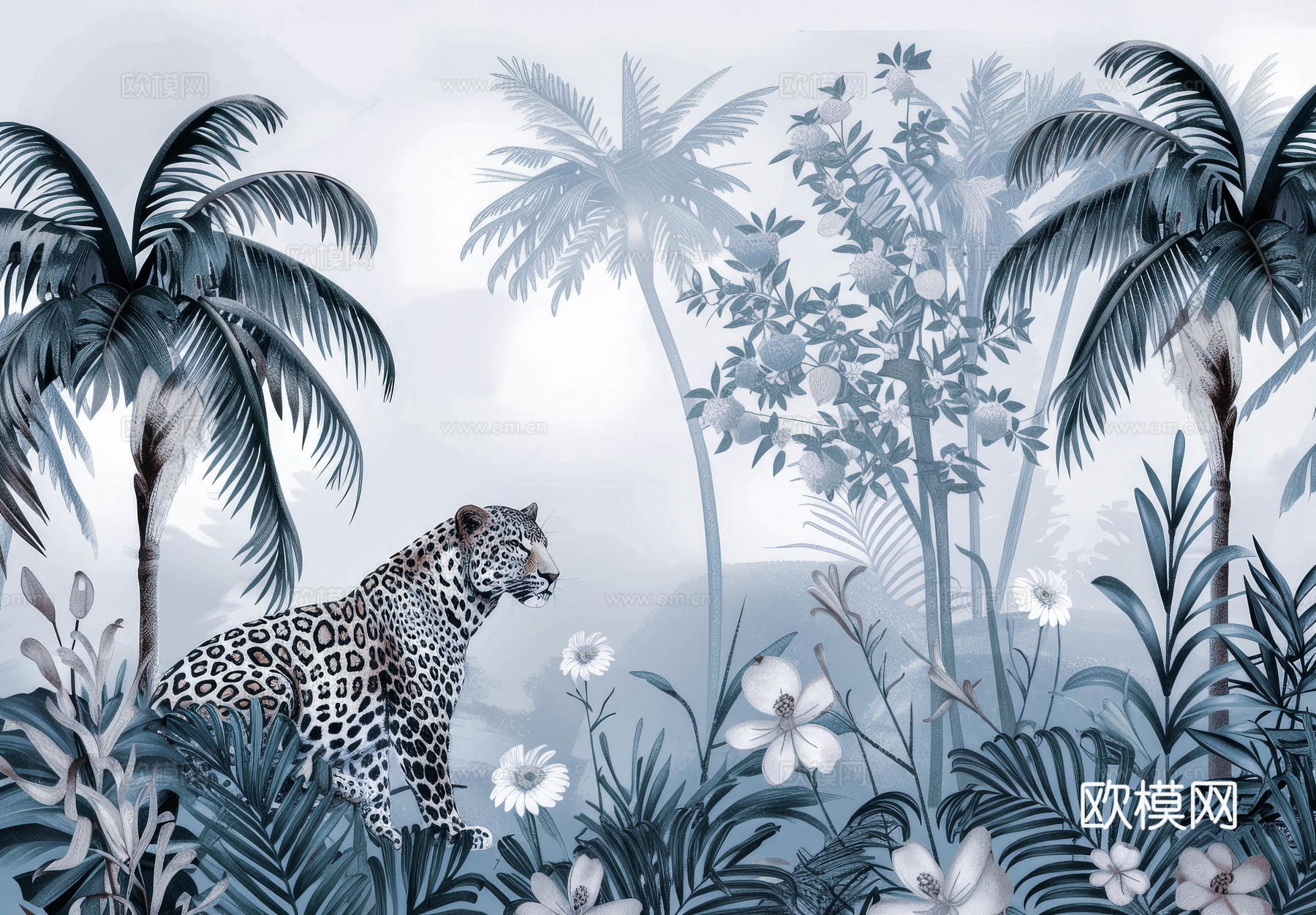 欧式田园热带雨林壁纸下载（渲染图2）