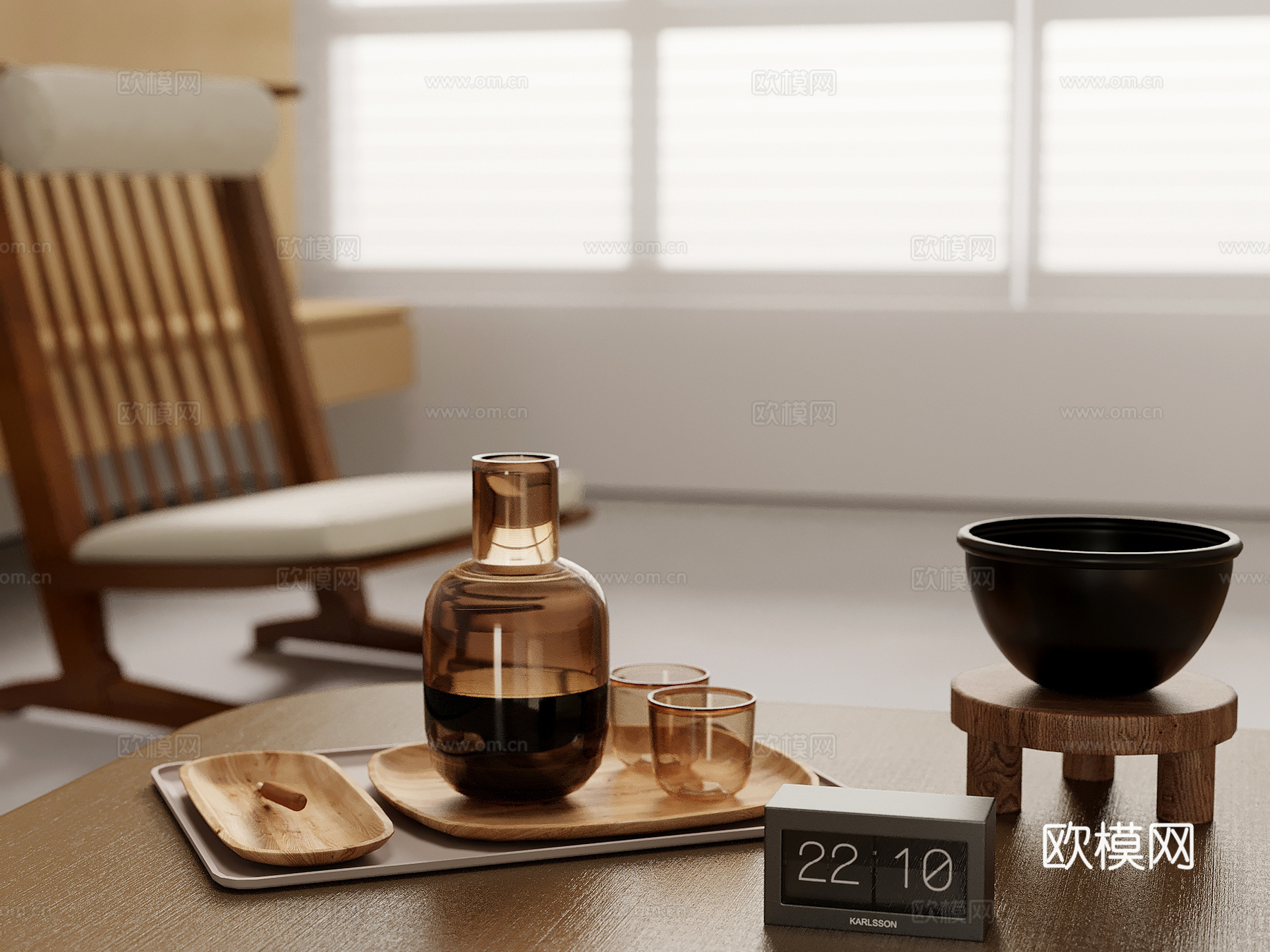托盘 现代托盘 水杯 玻璃杯 摆件su模型