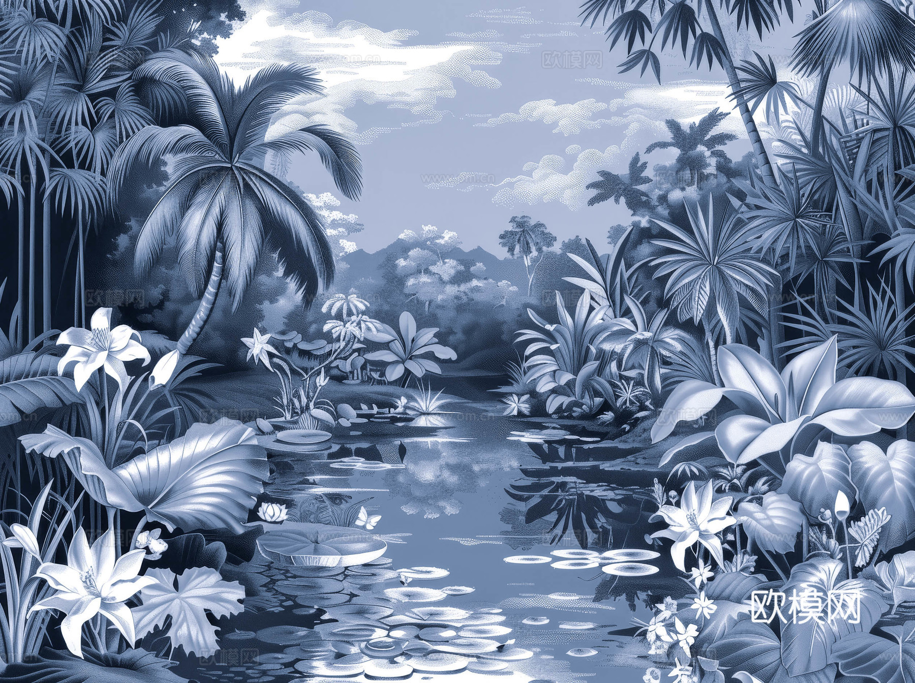 欧式田园热带雨林壁纸下载（渲染图6）