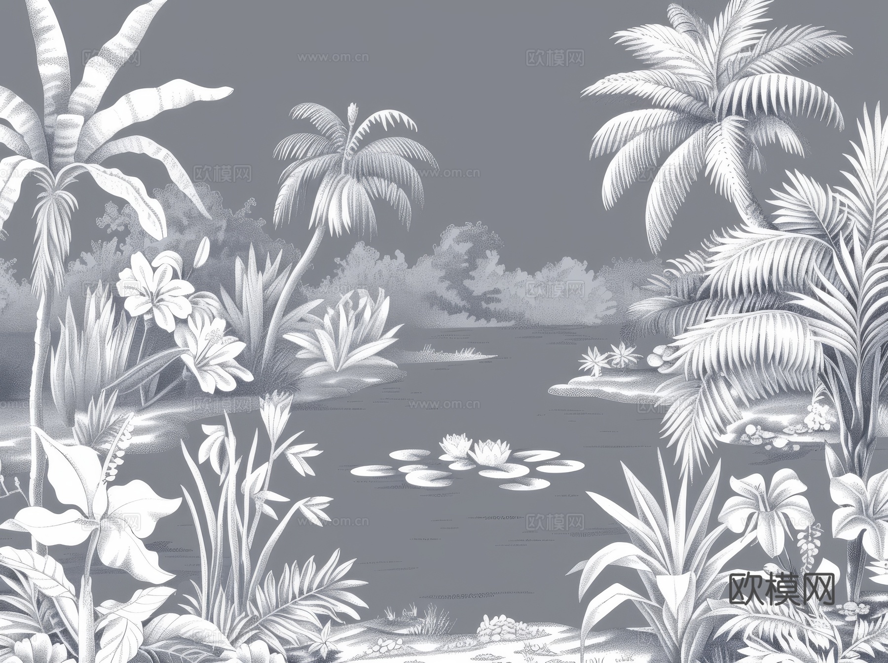 欧式田园热带雨林壁纸下载（渲染图2）